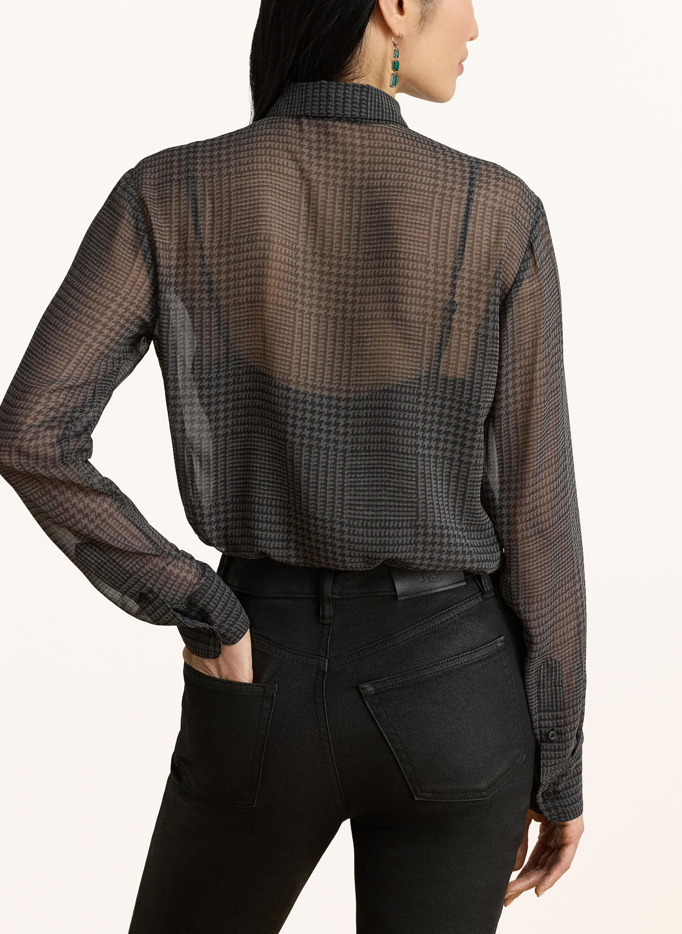 LAUREN RALPH LAUREN Strikblouse: DONKERGRIJS / GRIJS