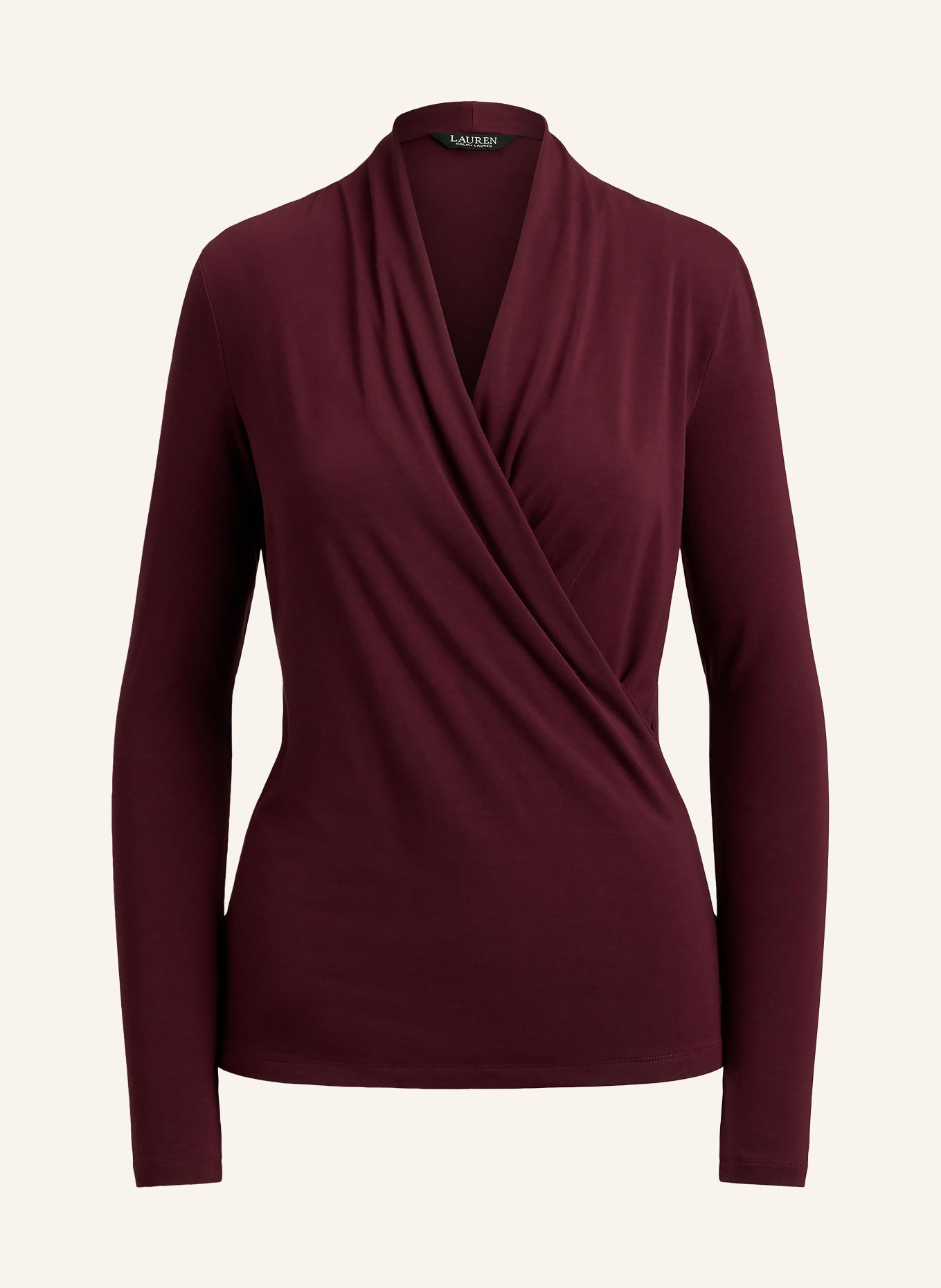 LAUREN RALPH LAUREN Longsleeve in Wickeloptik: DUNKELROT