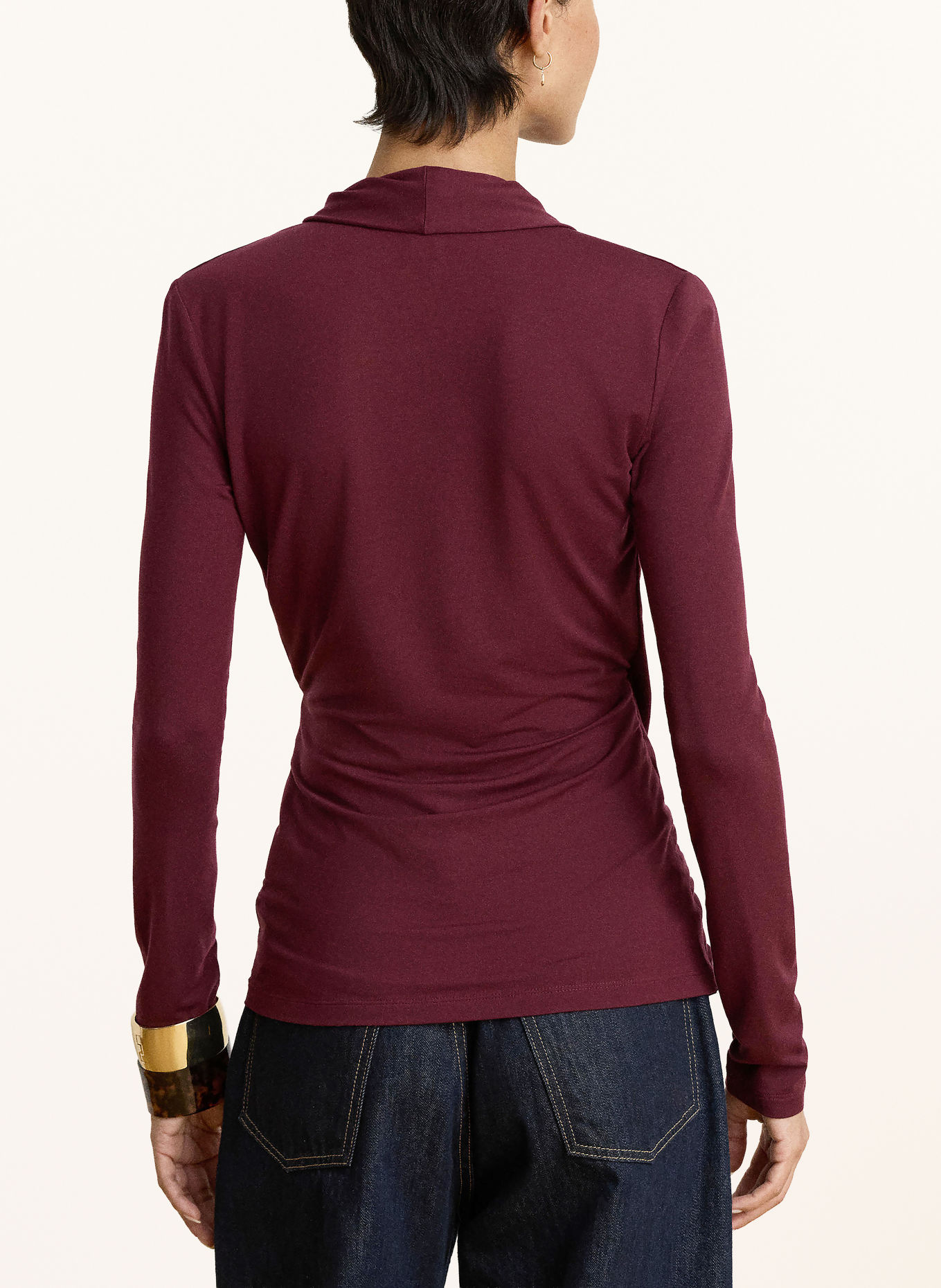 LAUREN RALPH LAUREN Longsleeve in Wickeloptik: DUNKELROT