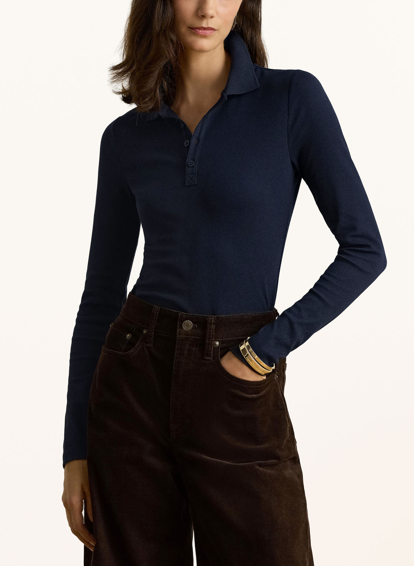 LAUREN RALPH LAUREN Jersey-Poloshirt: DUNKELBLAU