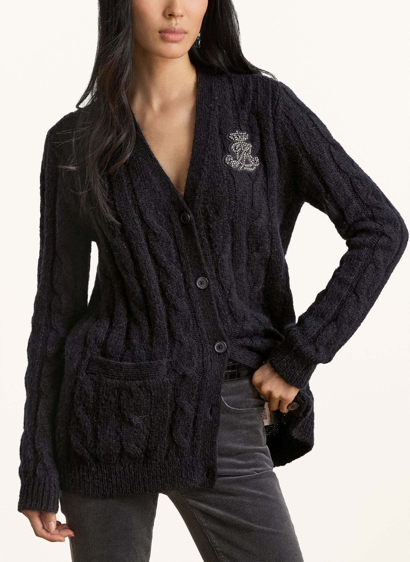 LAUREN RALPH LAUREN Vest met sierstenen: ZWART