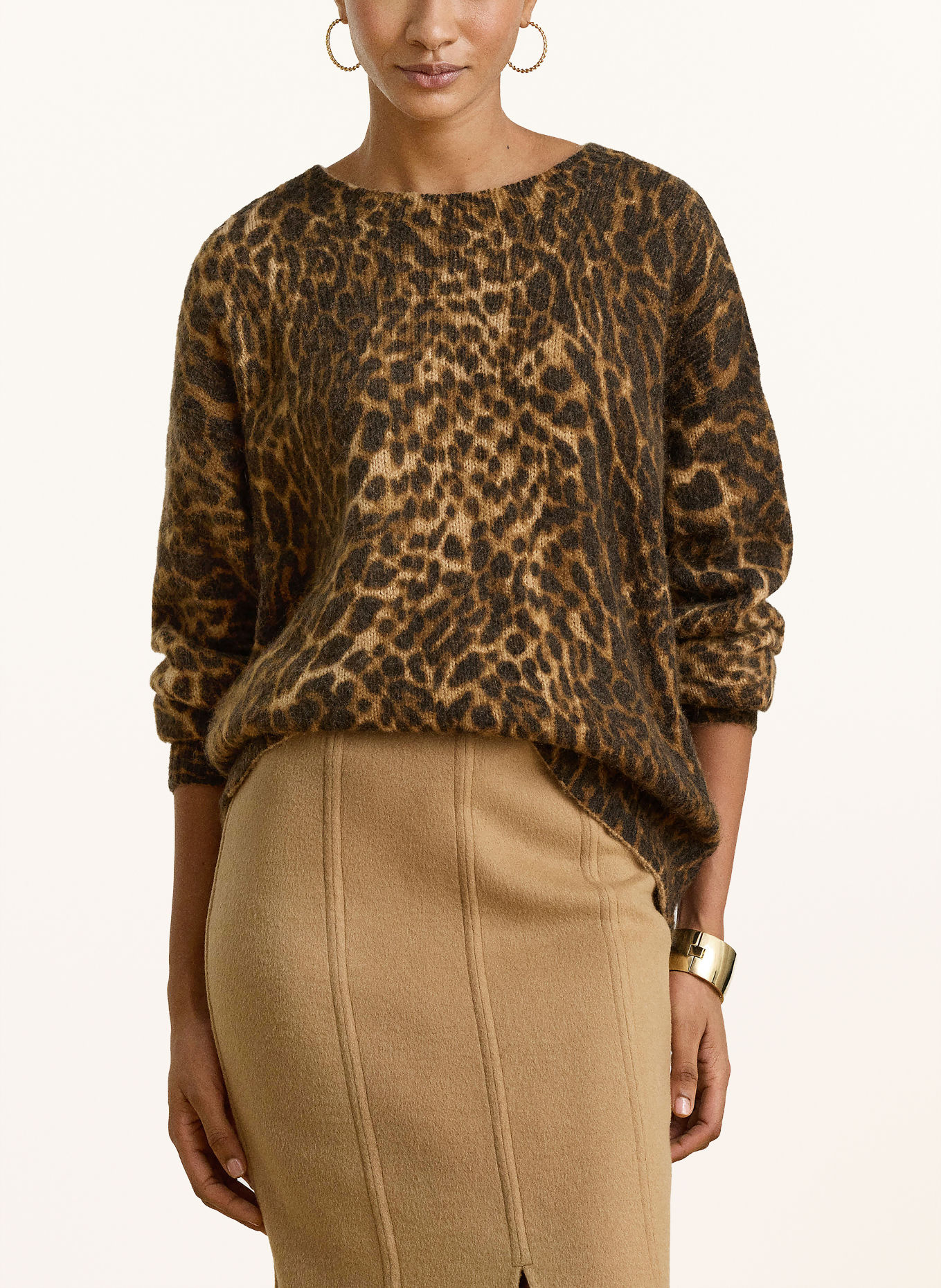 LAUREN RALPH LAUREN Trui: MARRON FONCÉ / BEIGE