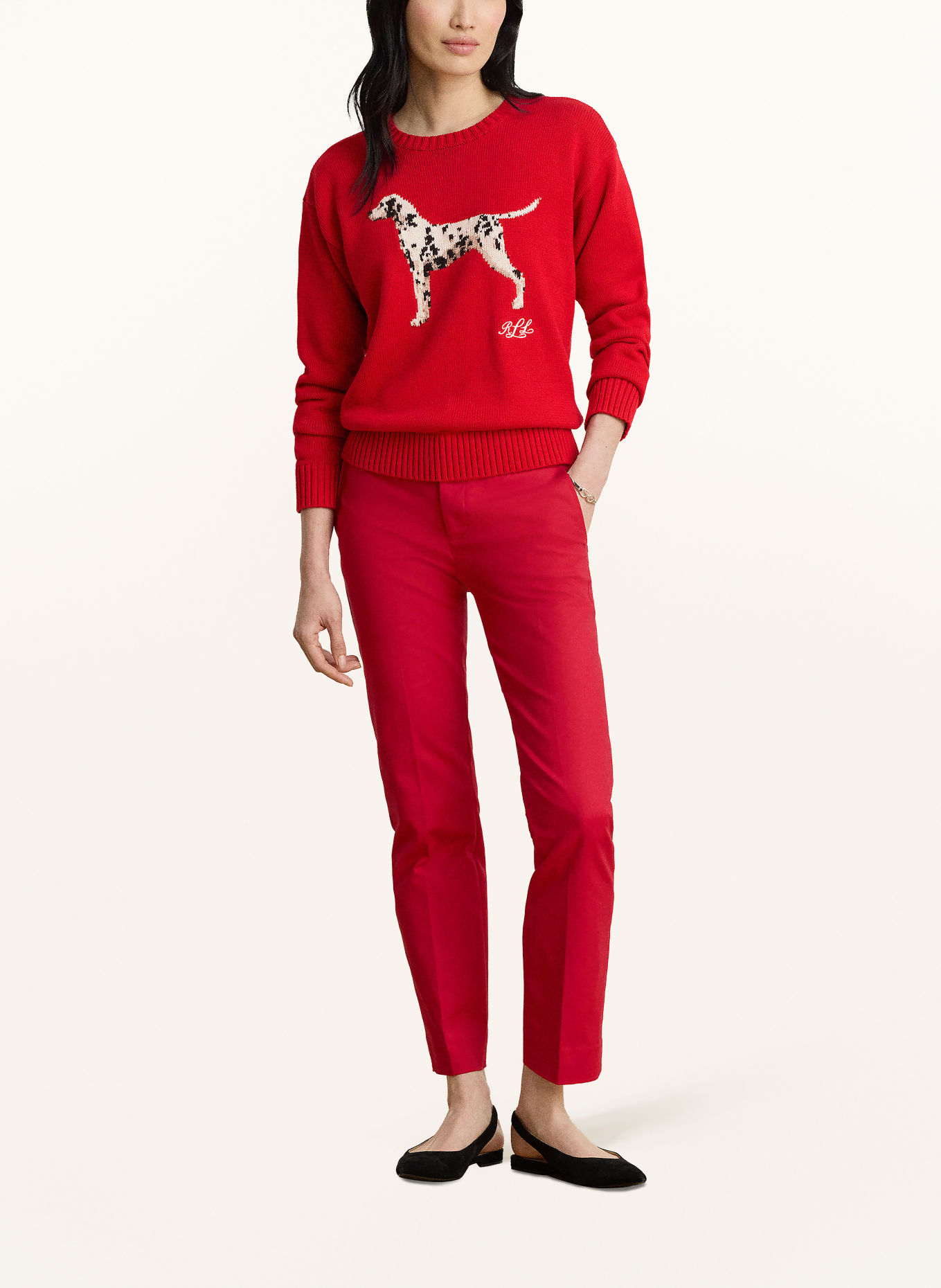 LAUREN RALPH LAUREN Pullover: ROT / WEISS