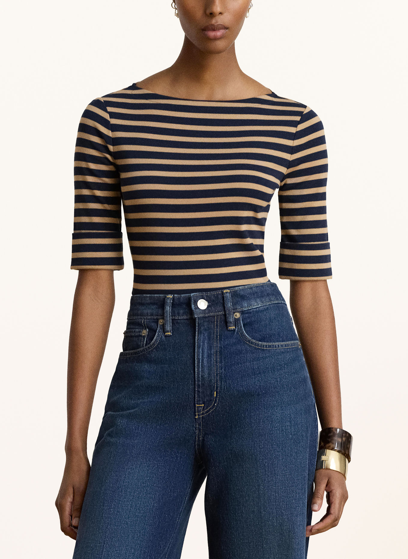 LAUREN RALPH LAUREN T-shirt: DONKERBLAUW / CAMEL