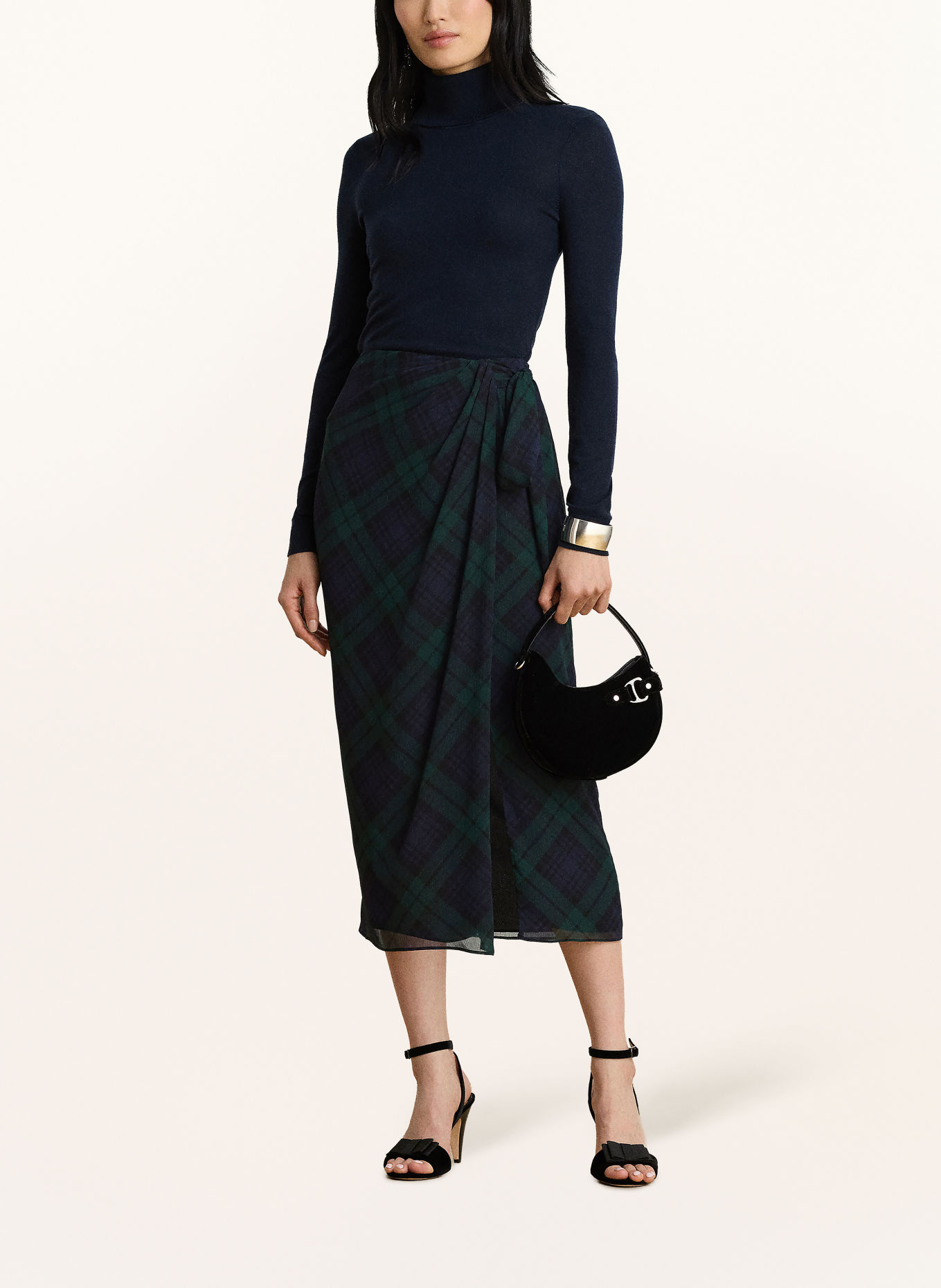 LAUREN RALPH LAUREN Rock SARONG: DUNKELBLAU / PETROL / SCHWARZ