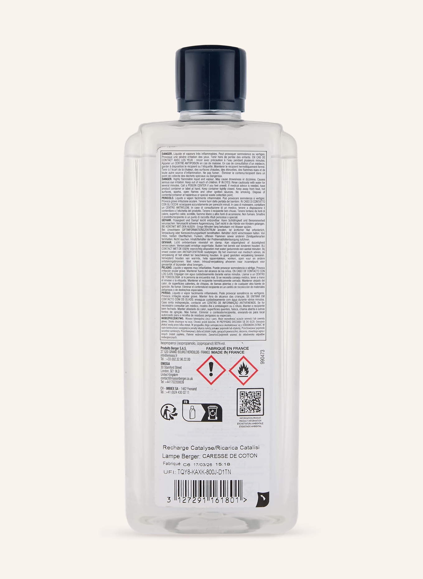 MAISON BERGER PARIS Duftlampe Nachfüller CARESSE DE COTON: WEISS / SCHWARZ