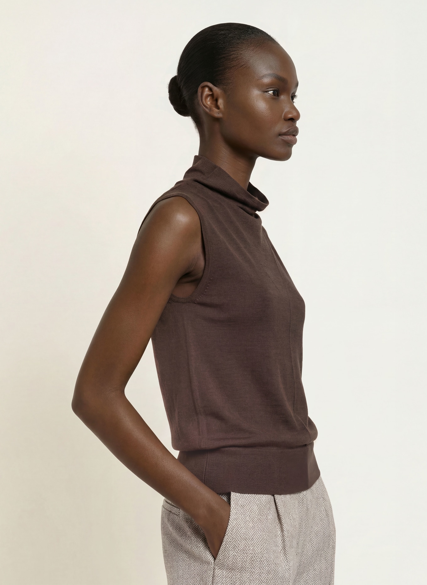 REISS Top HONEY: DARK BROWN