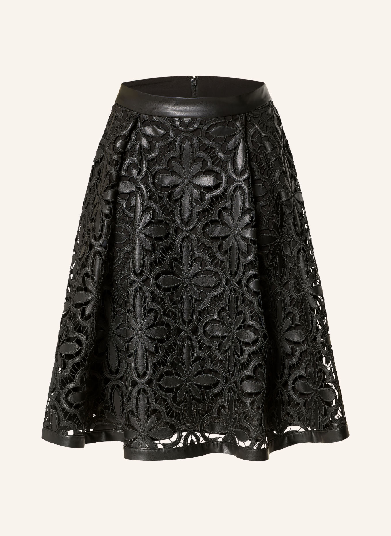 TALBOT RUNHOF Leather-look lace skirt: BLACK