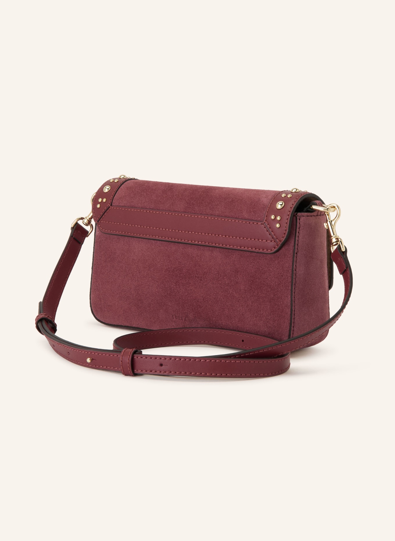 FURLA IRIDE SMALL Crossbody Bag with Studs: DARK RED / GOLD