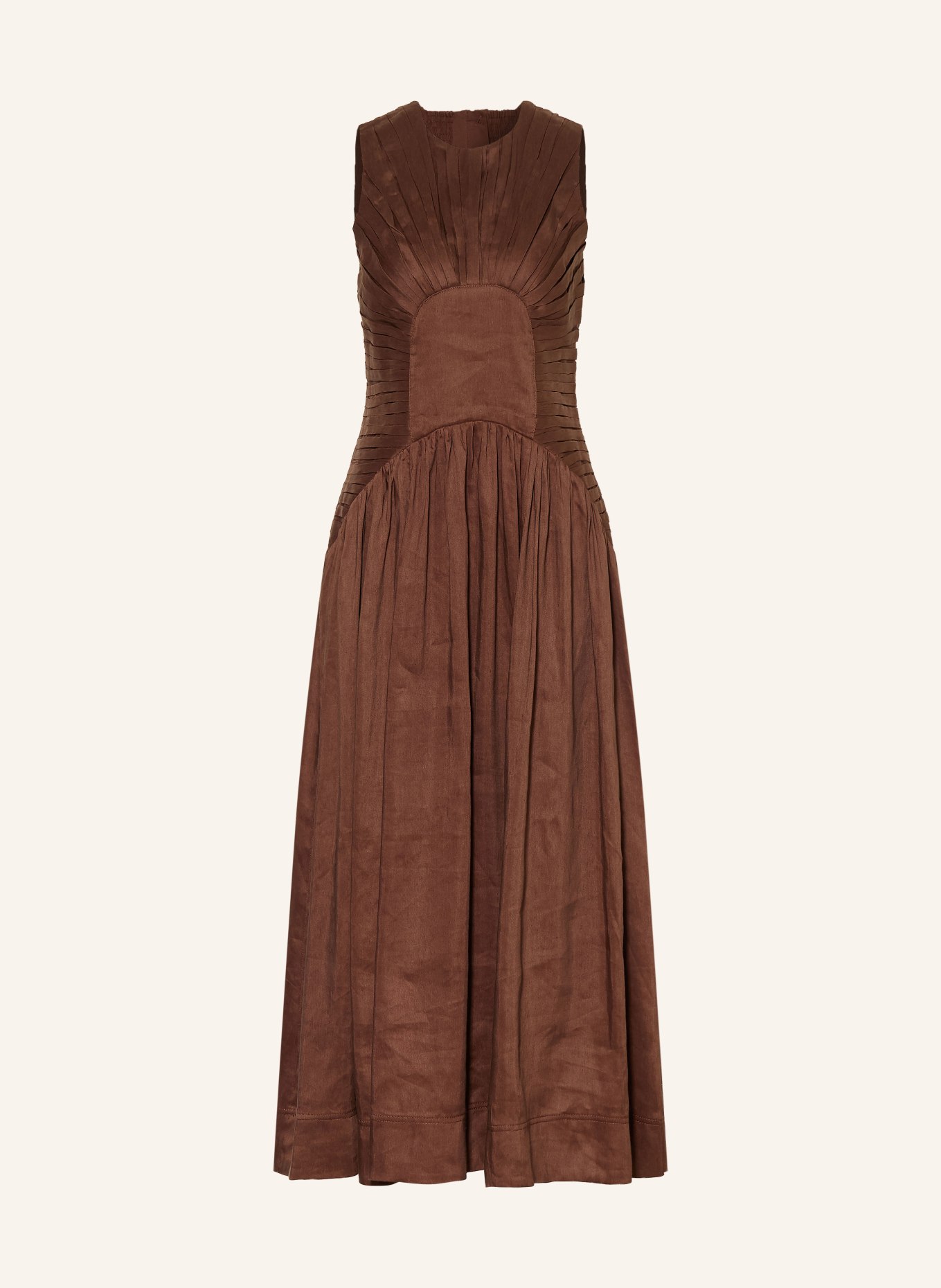 Aje. Robe MEDEA en lin: MARRON FONCÉ