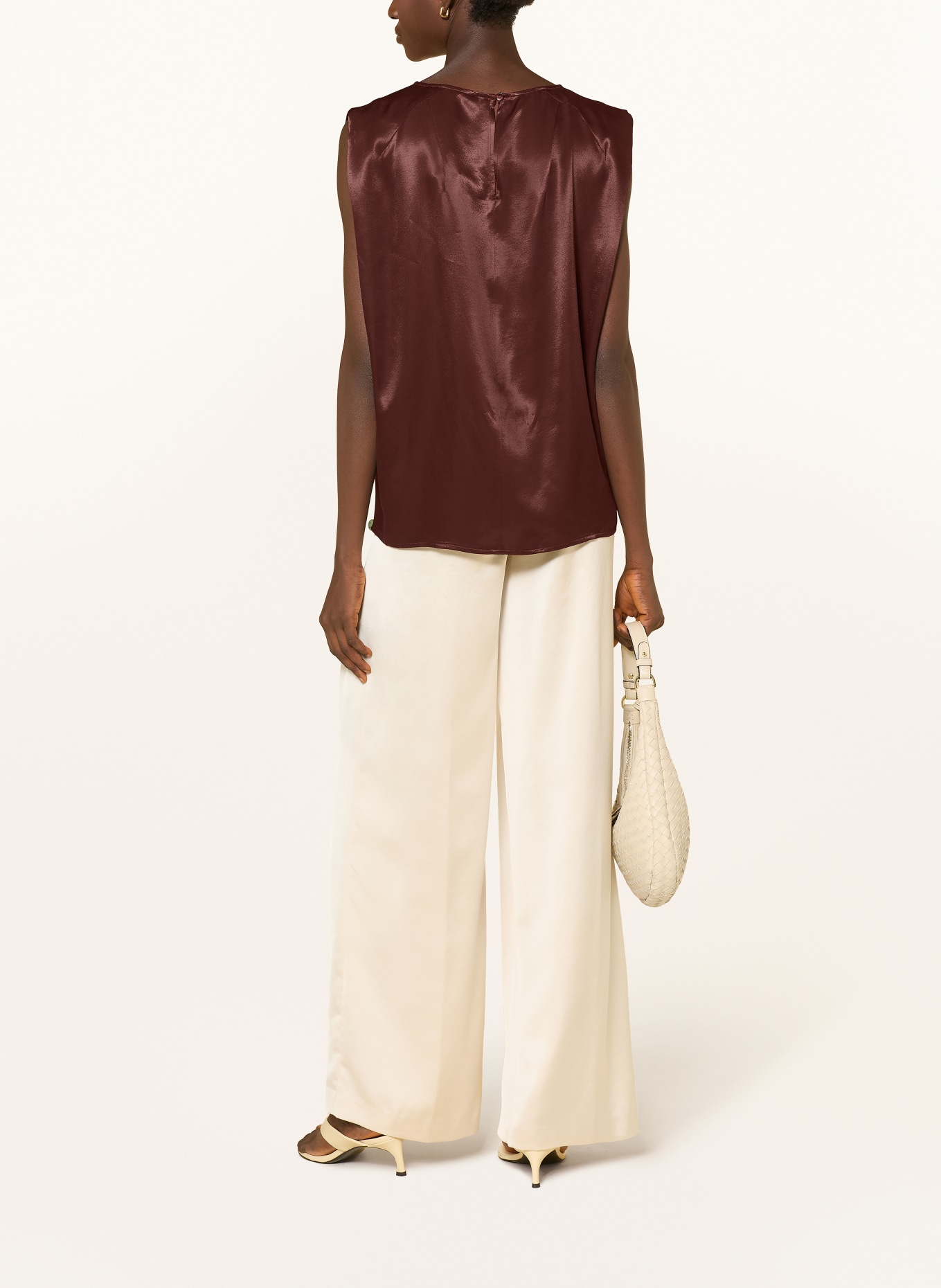 someday ZEISE Satin Blouse Top: DARK RED