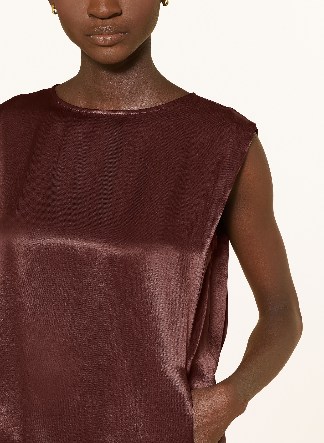 someday ZEISE Satin Blouse Top: DARK RED