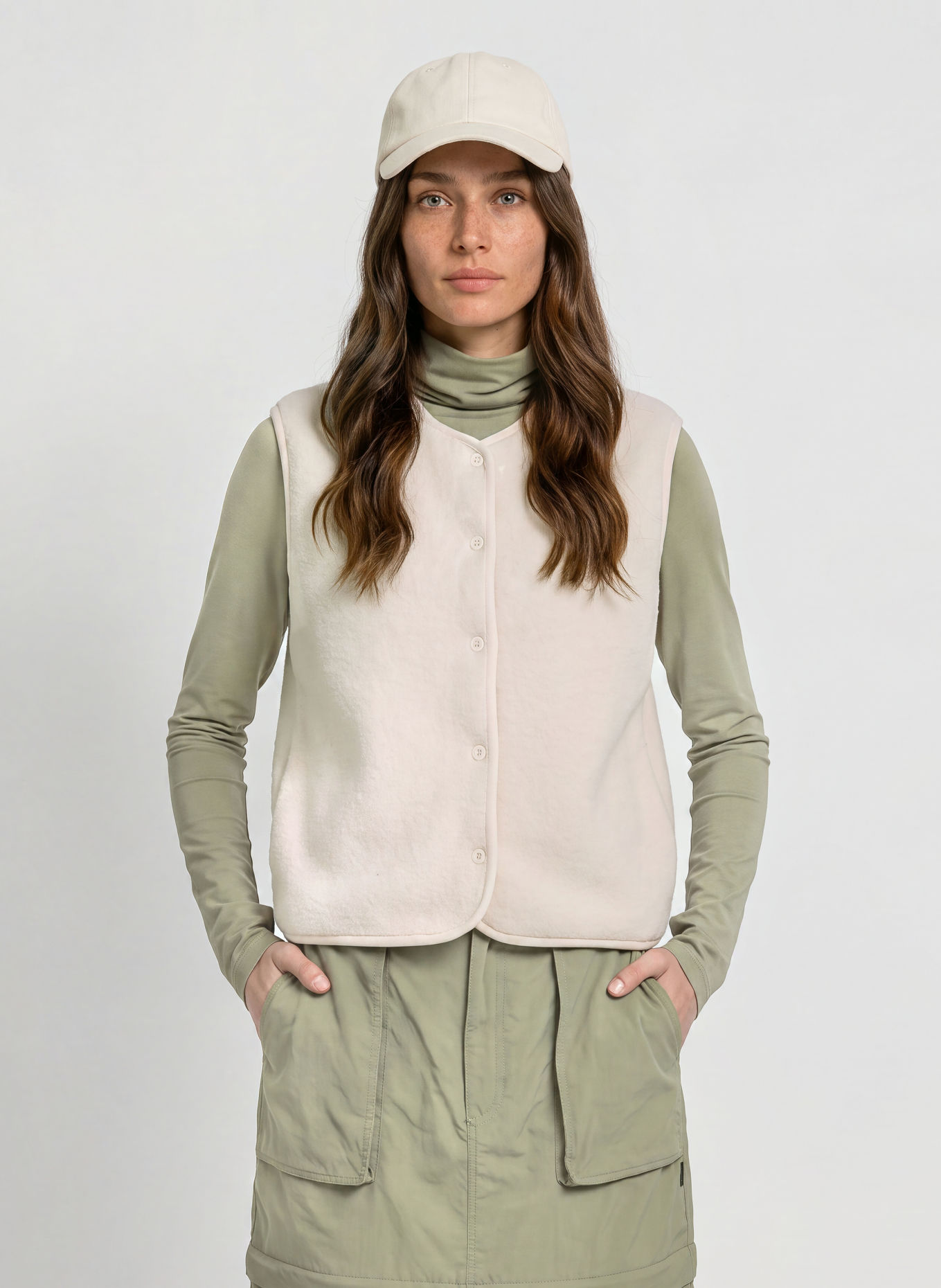 me°ru' Fleece bodywarmer PEARLAND: WIT