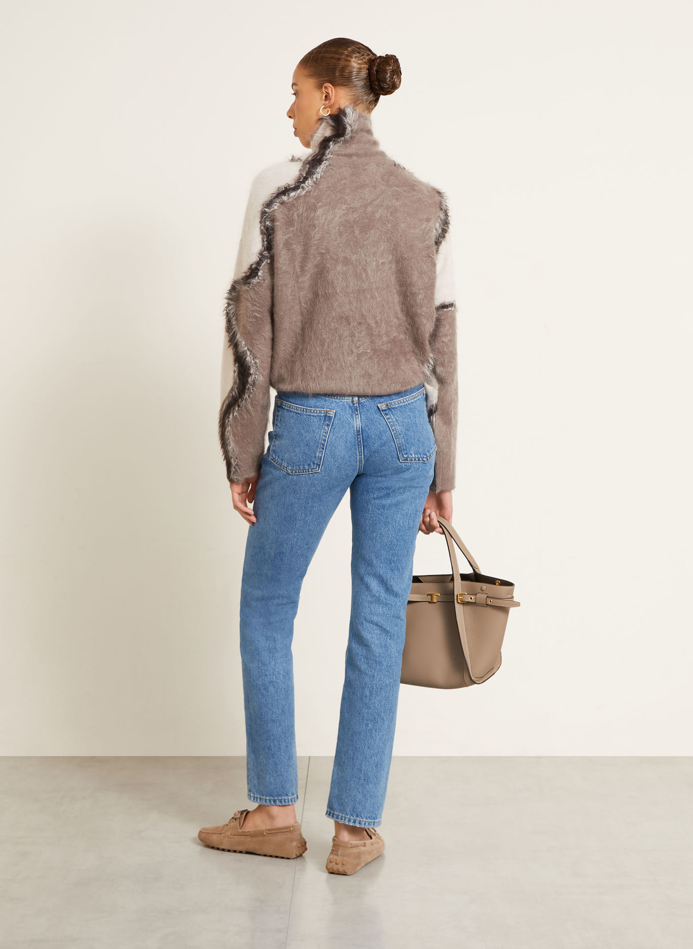IRIS von ARNIM Pull à col roulé en cachemire: TAUPE / MARRON FONCÉ / ÉCRU