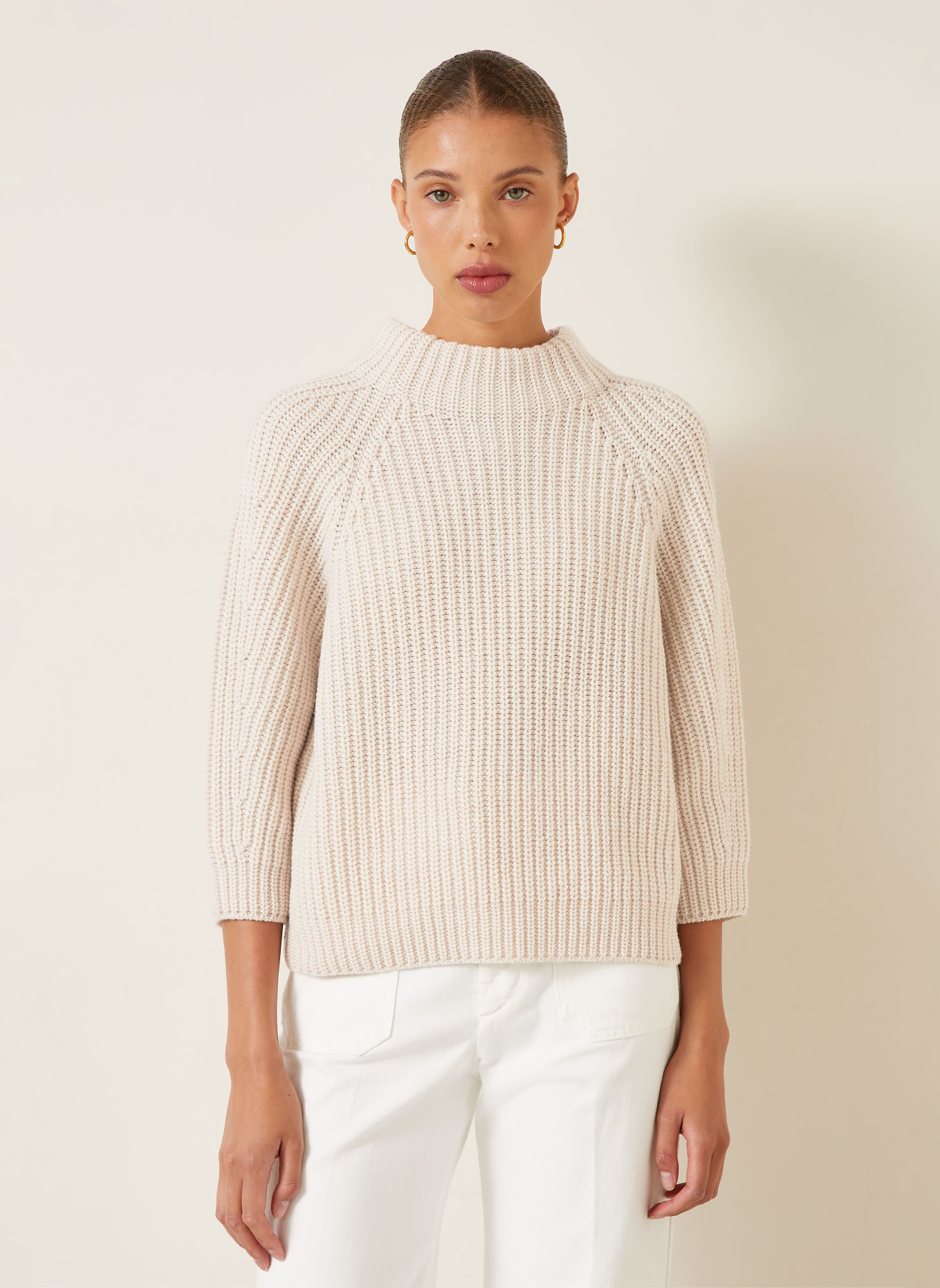 IRIS von ARNIM Pull en cachemire FALLOU à manches 3/4: CRÈME