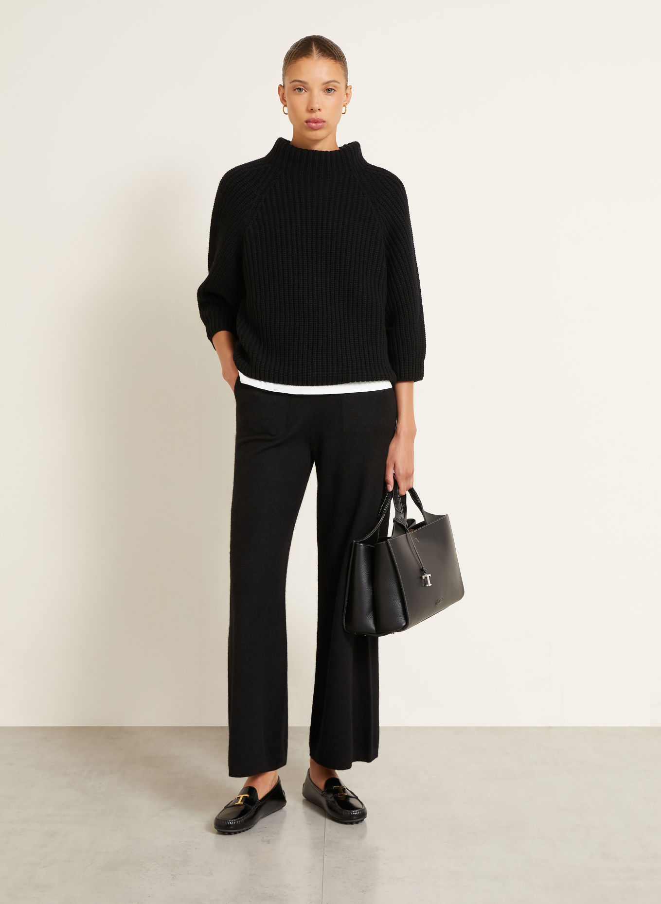 IRIS von ARNIM NIVELLE Knit Pants with Cashmere: BLACK