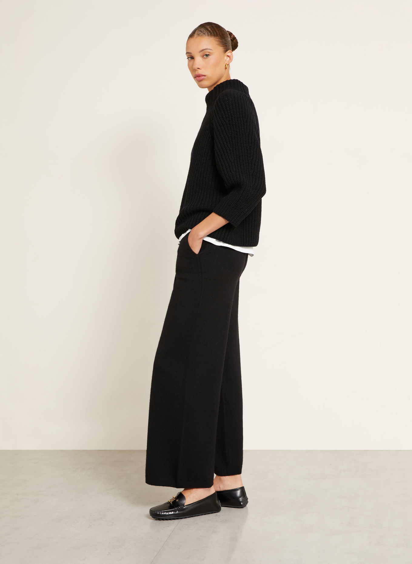 IRIS von ARNIM NIVELLE Knit Pants with Cashmere: BLACK