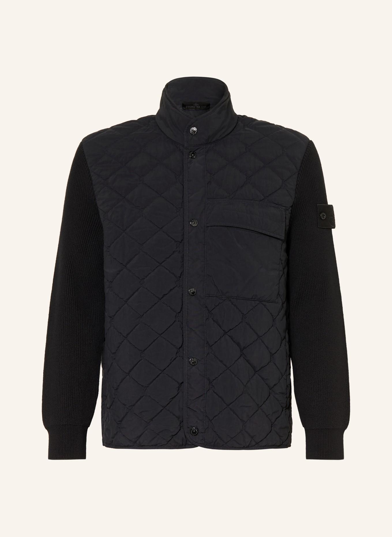 STONE ISLAND Gewatteerde jas GHOST in een mix van materialen: ZWART