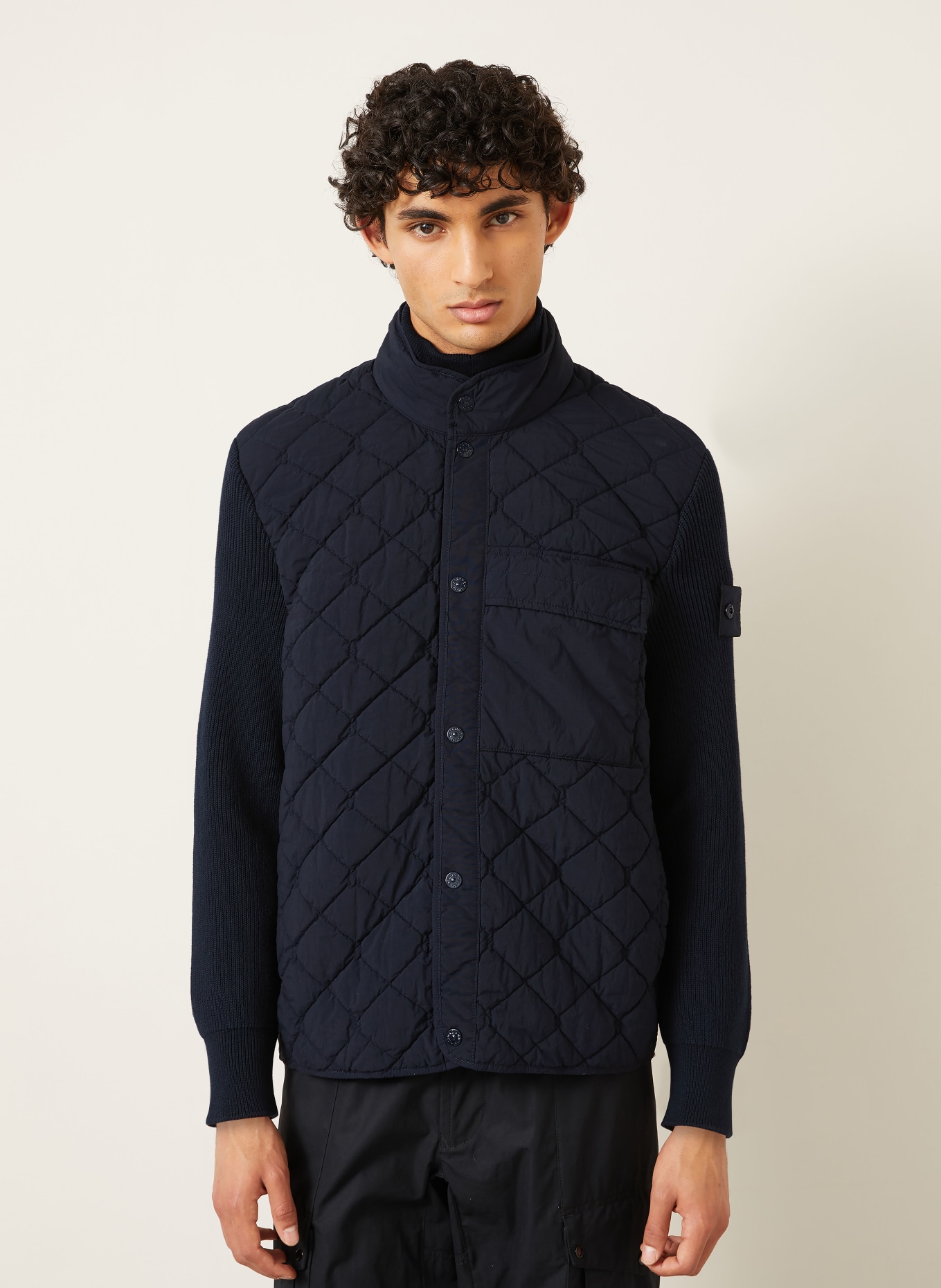 STONE ISLAND Gewatteerde jas GHOST in een mix van materialen: DONKERBLAUW