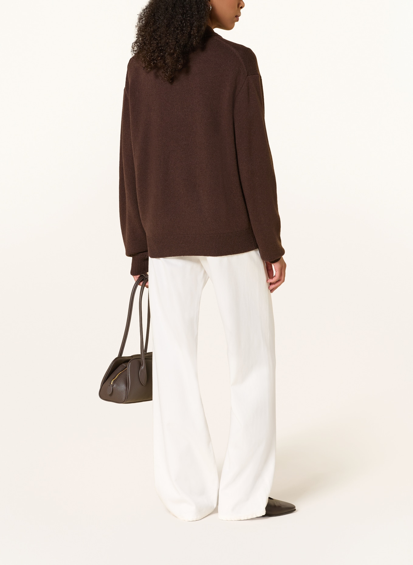Rhea. Half-zip sweater with cashmere: DARK BROWN