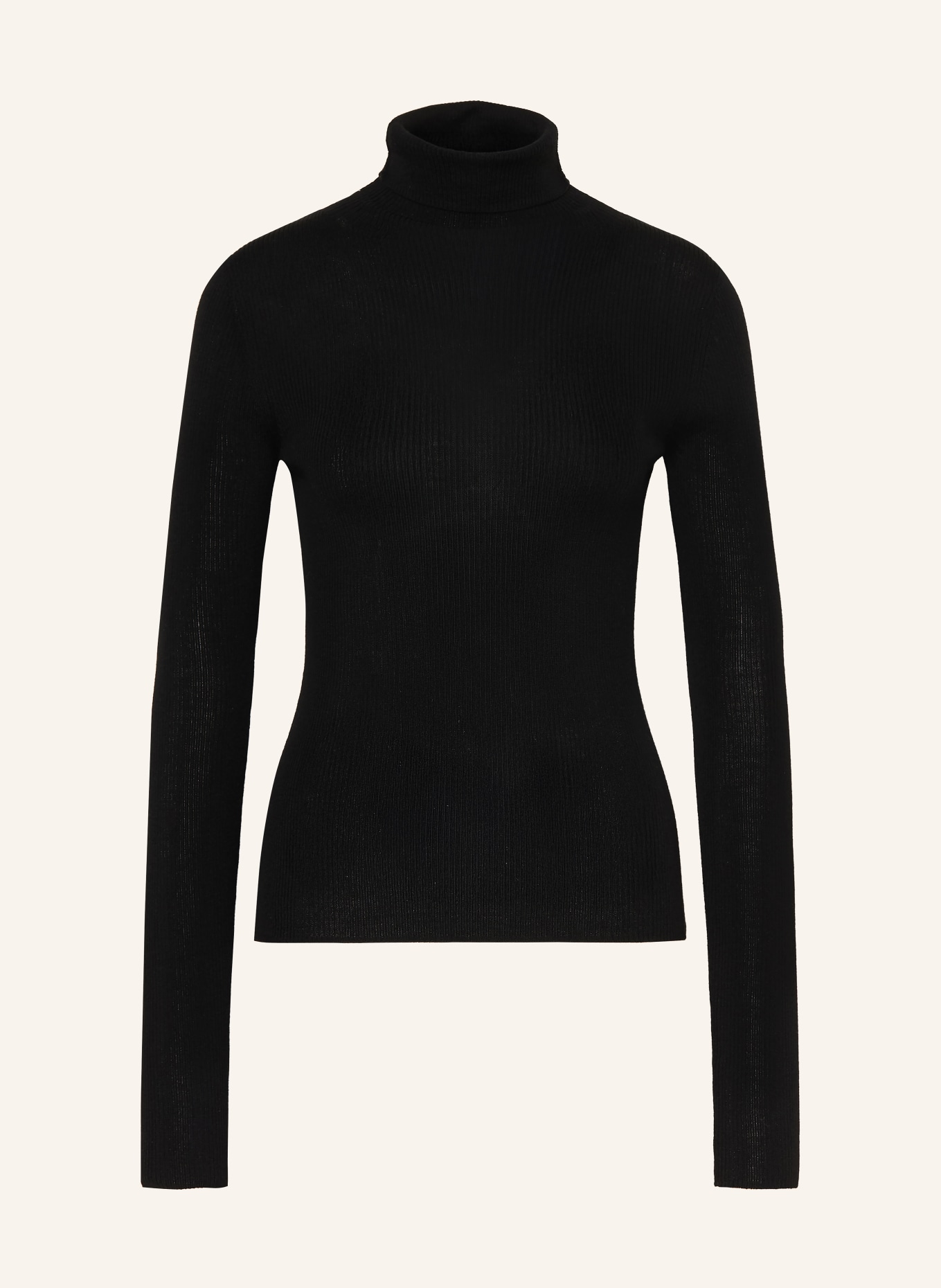 Rhea. Turtleneck sweater: BLACK