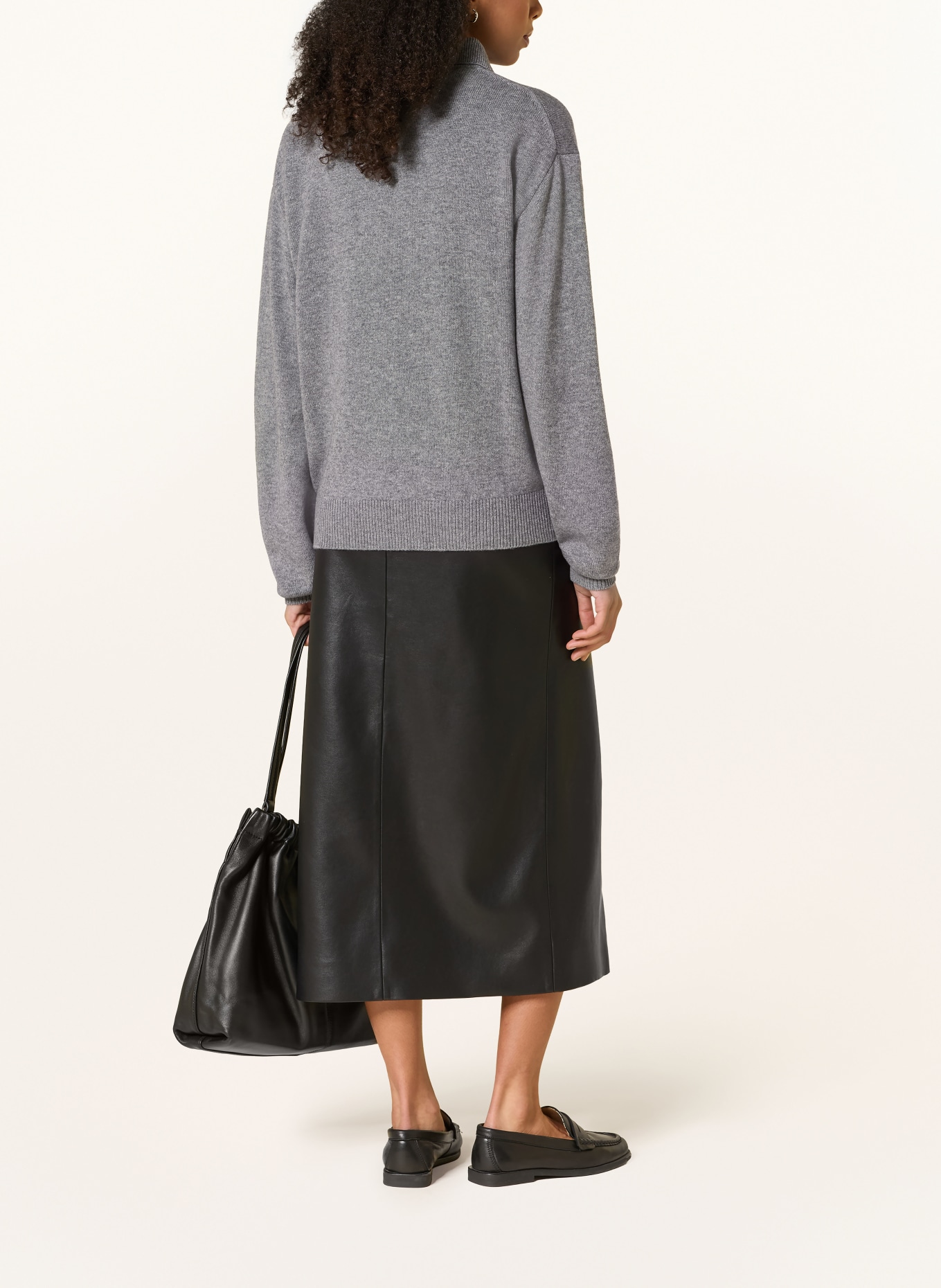 Rhea. Half-zip sweater with cashmere: GRAY