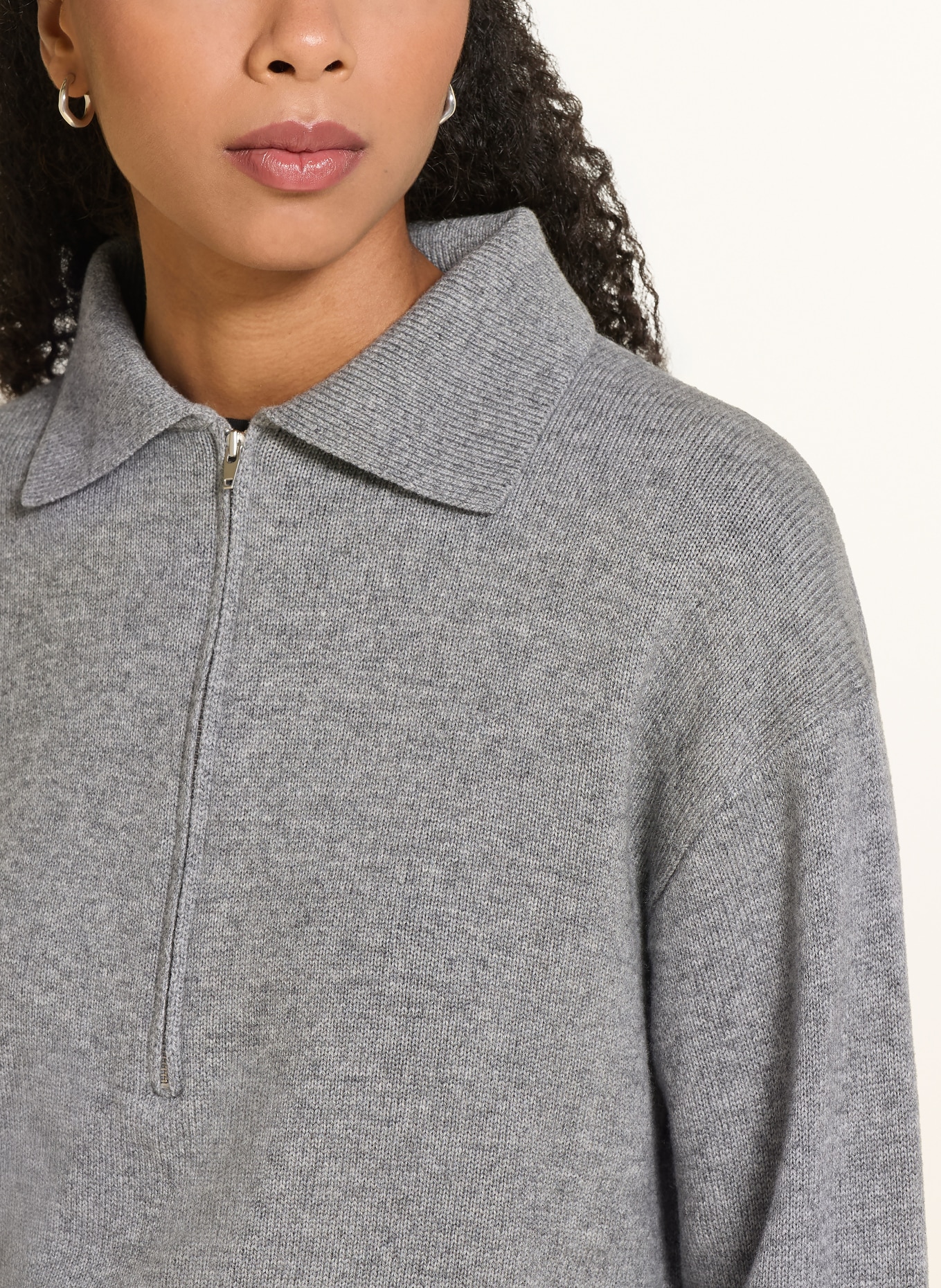 Rhea. Half-zip sweater with cashmere: GRAY