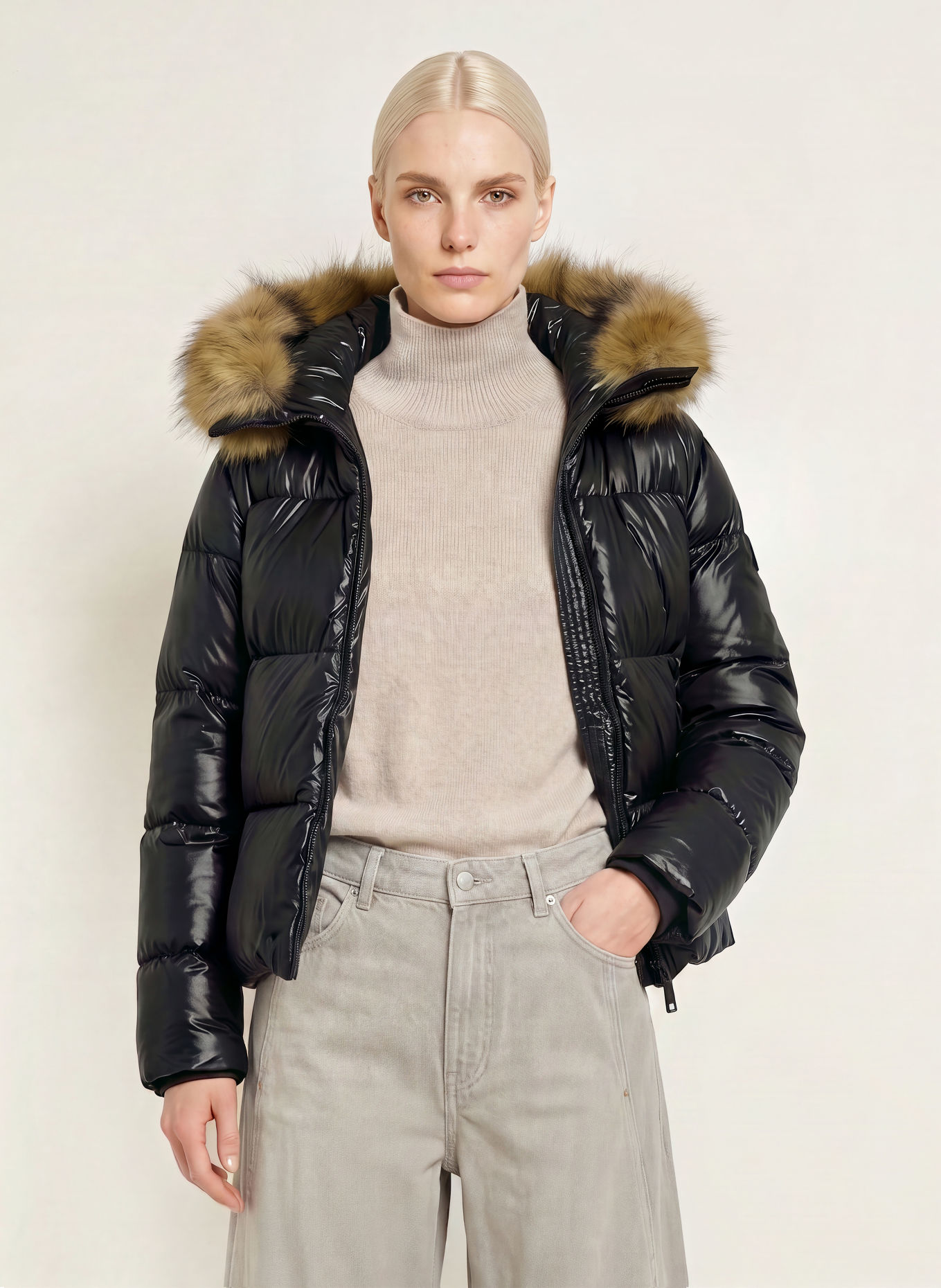 darling harbour Steppjacke mit Kunstfell: BLACK