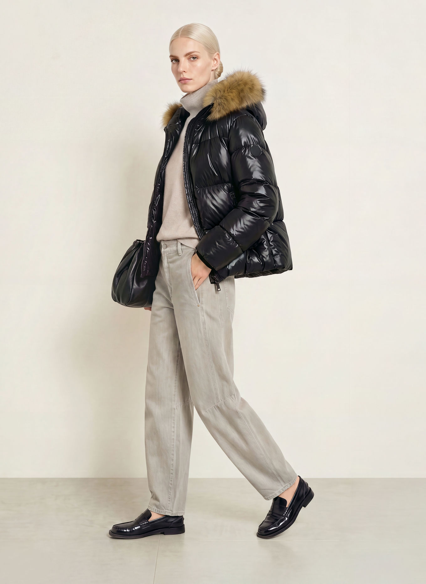 darling harbour Steppjacke mit Kunstfell: BLACK