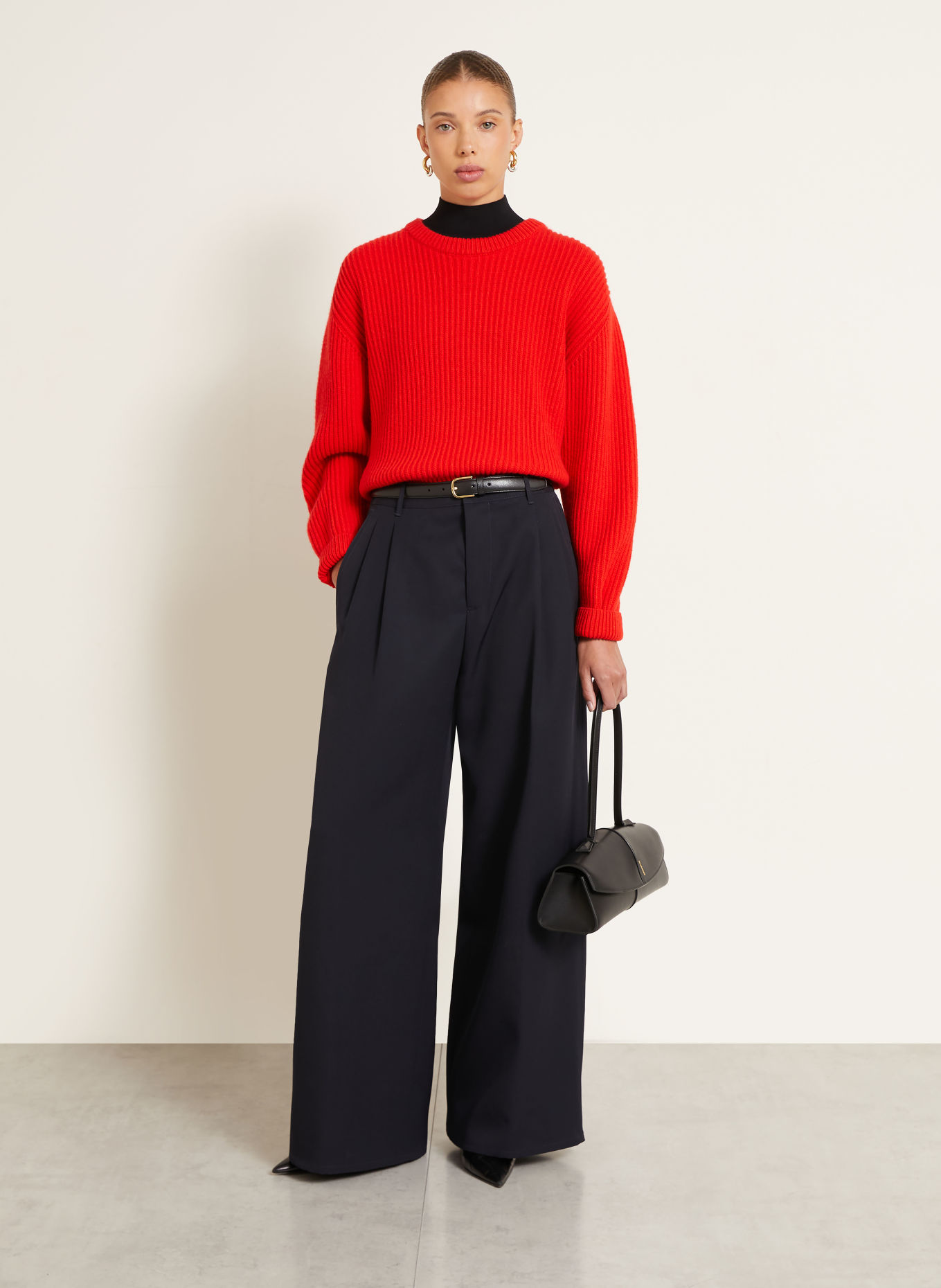 JIL SANDER Wide-leg trousers: DARK BLUE