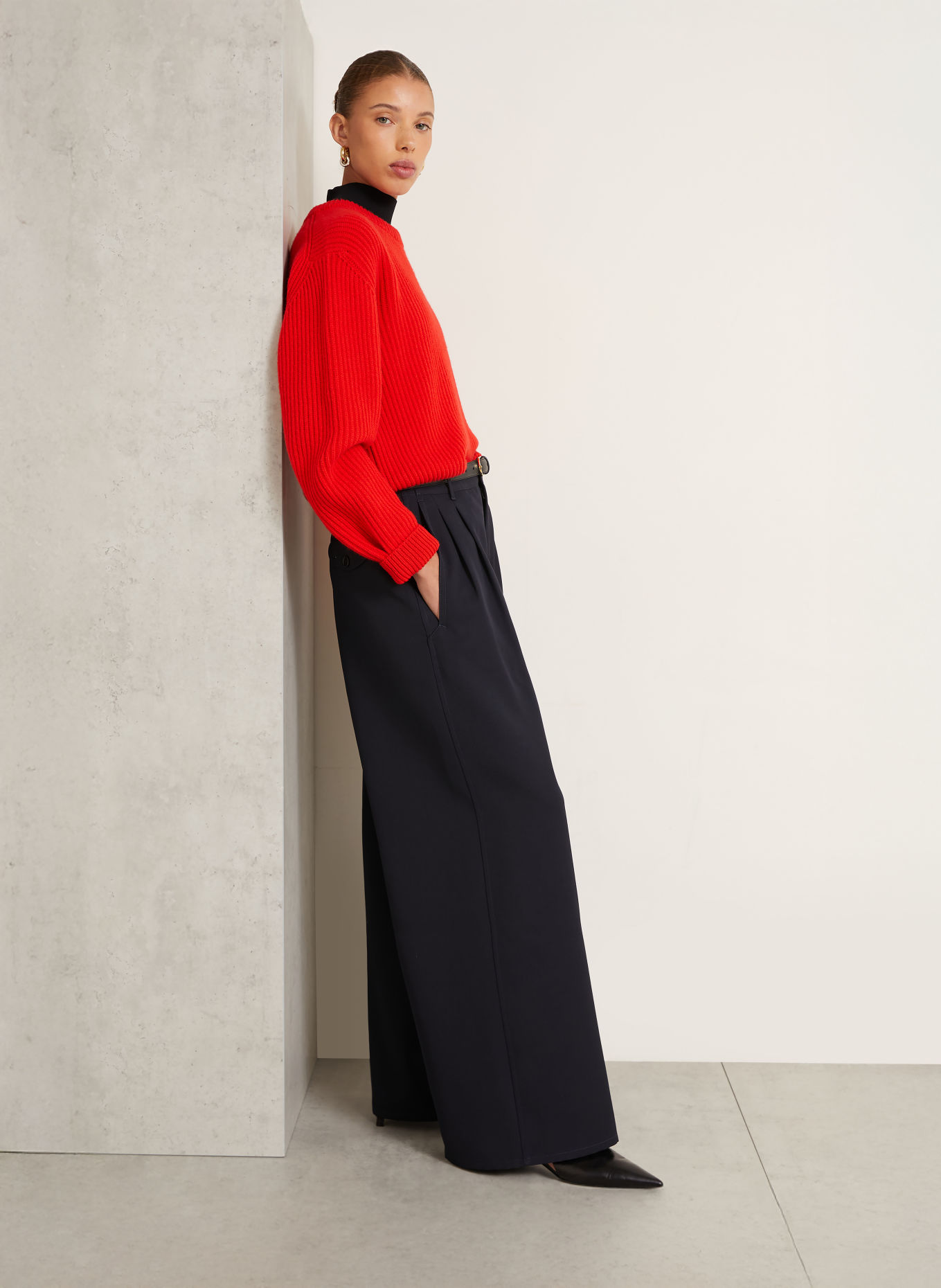 JIL SANDER Wide-leg trousers: DARK BLUE