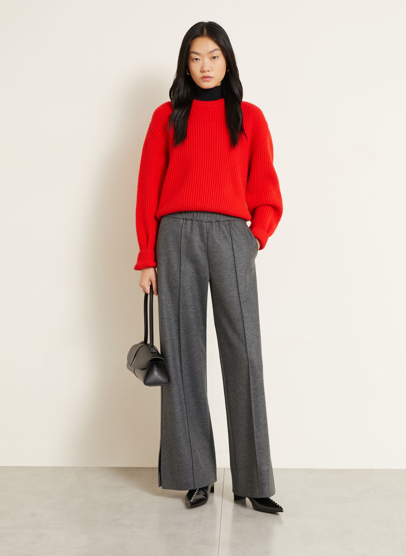 JIL SANDER Pantalon palazzo: GRIS FONCÉ
