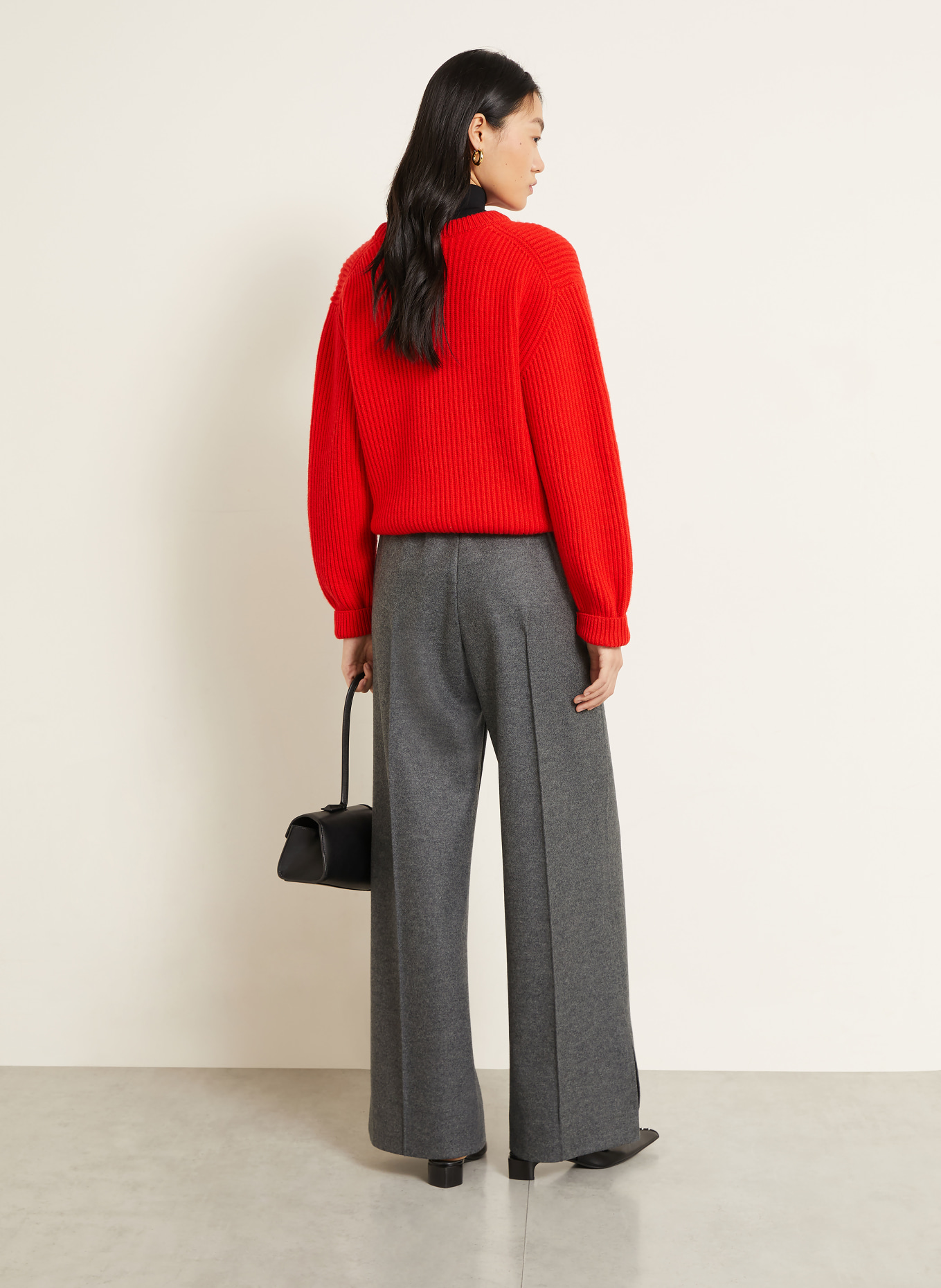 JIL SANDER Pantalon palazzo: GRIS FONCÉ