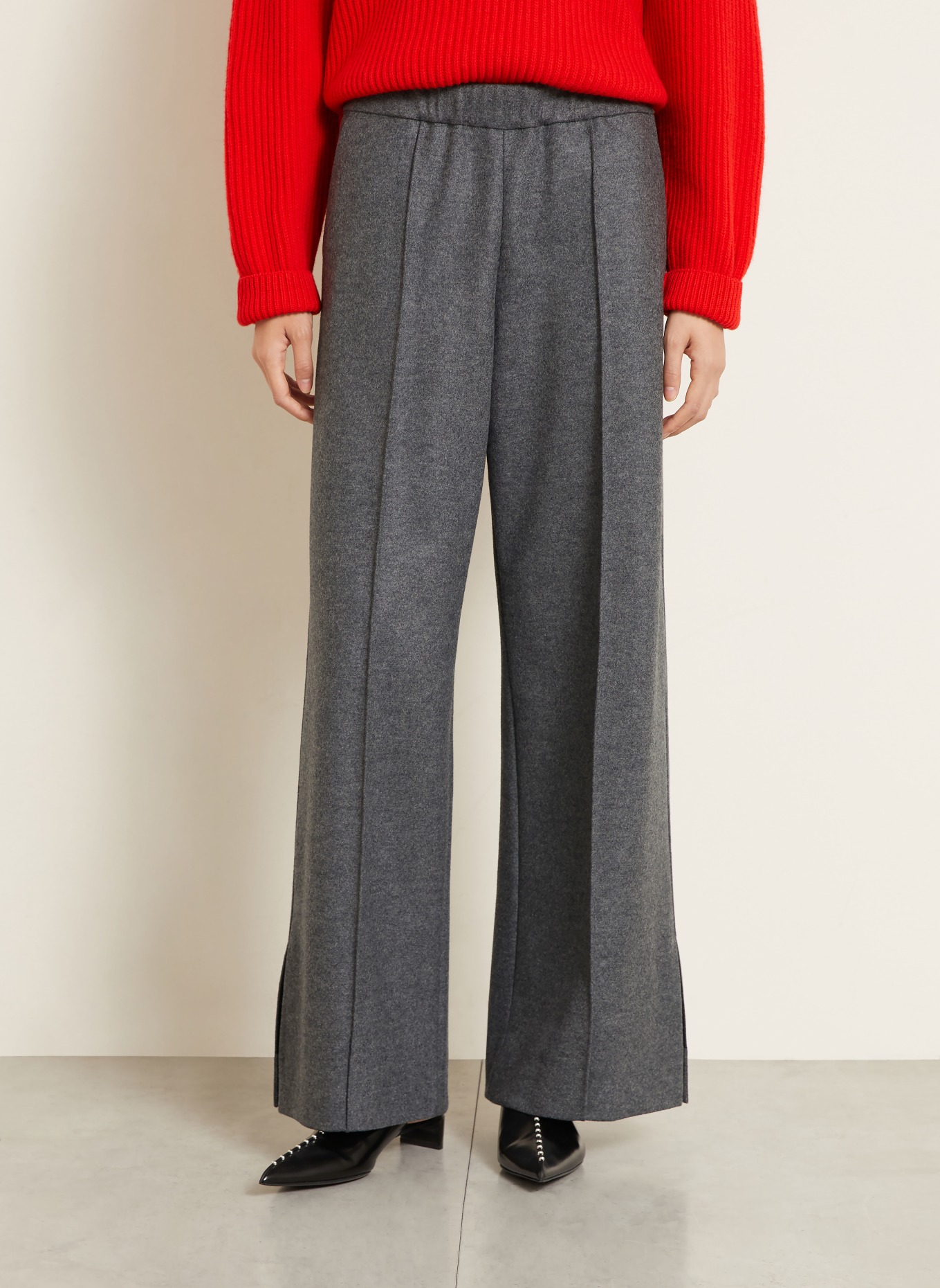 JIL SANDER Pantalon palazzo: GRIS FONCÉ