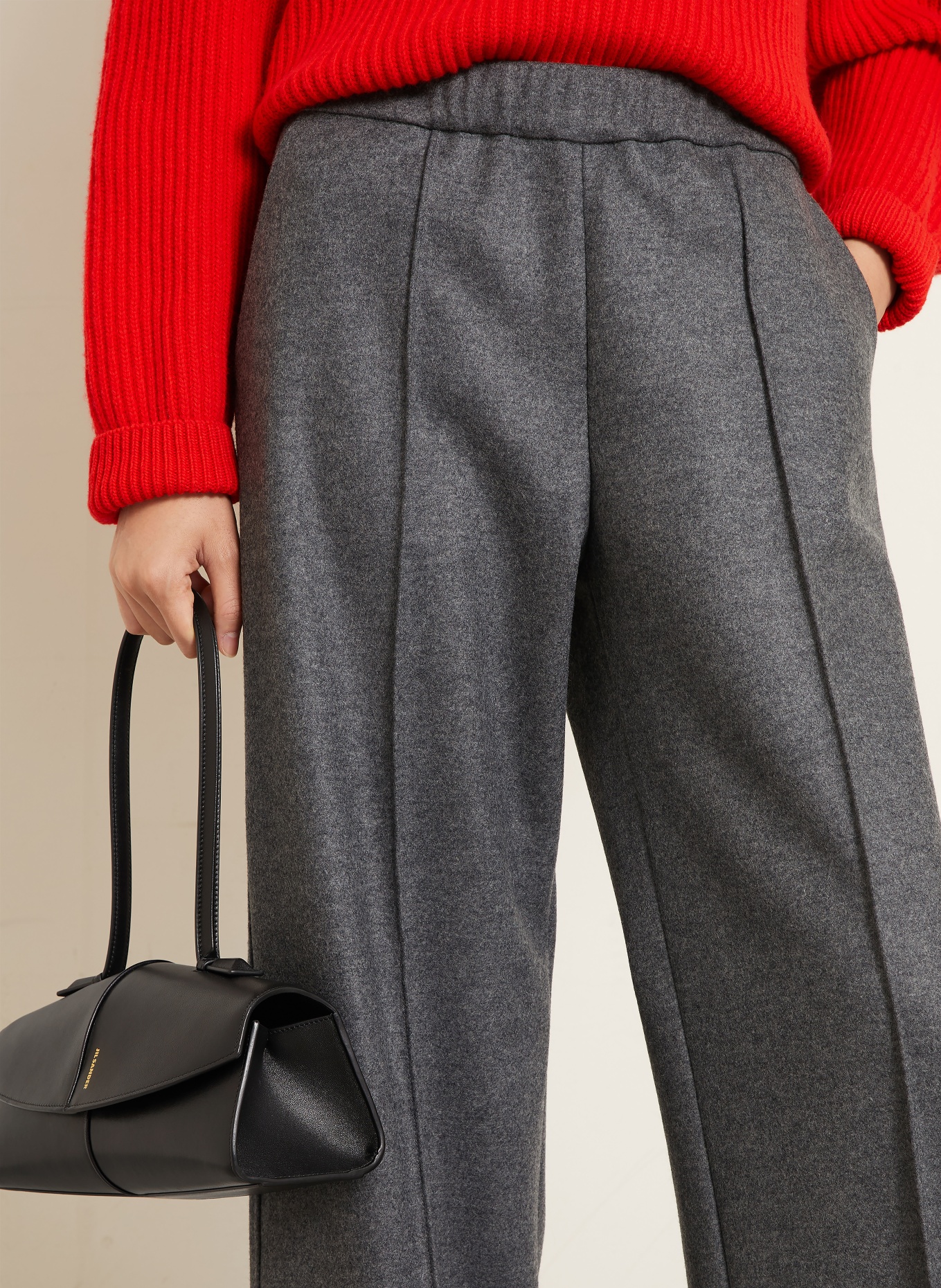 JIL SANDER Pantalon palazzo: GRIS FONCÉ