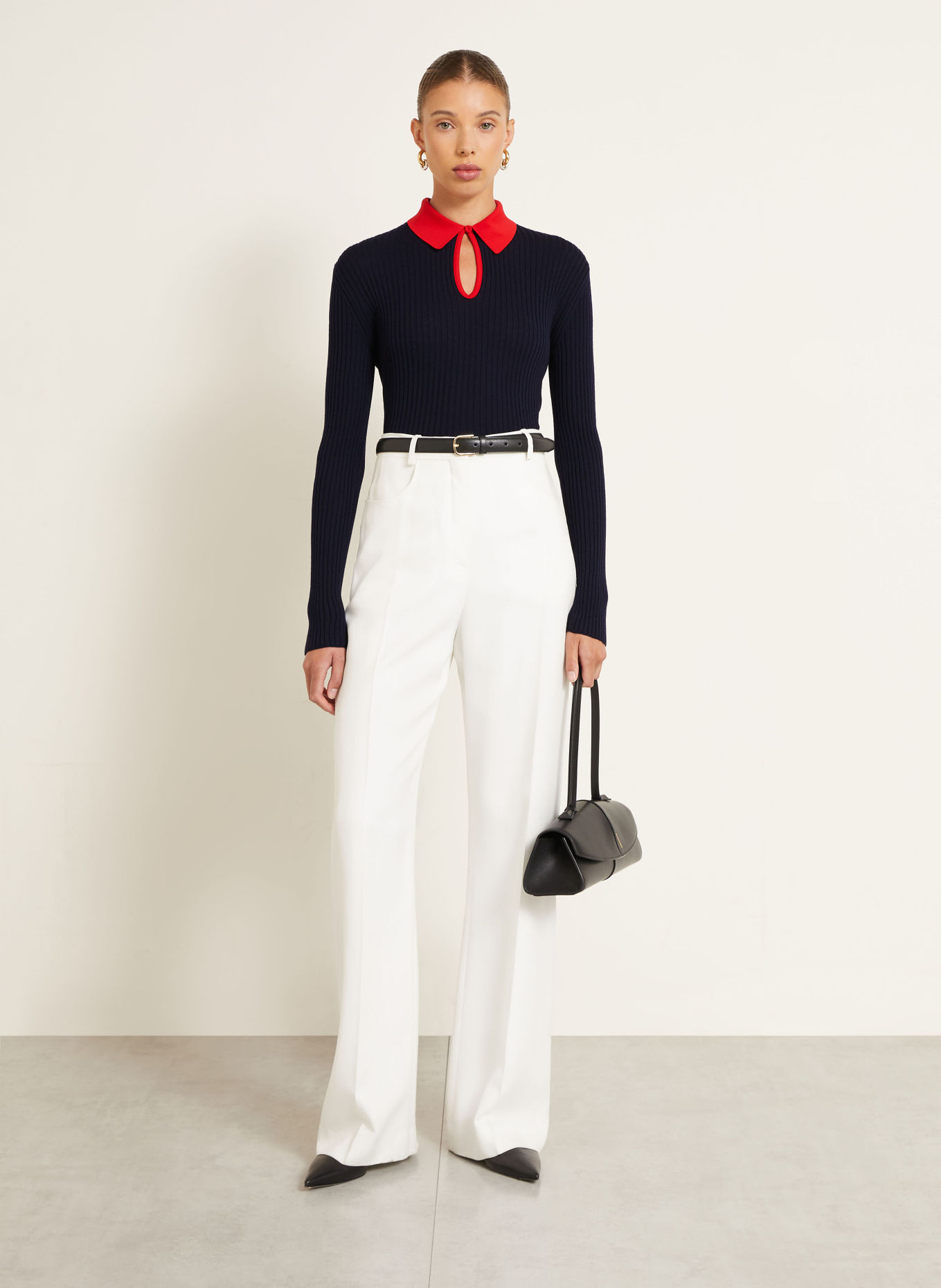 JIL SANDER Koszulka polo z dzianiny: GRANATOWY / CZERWONY