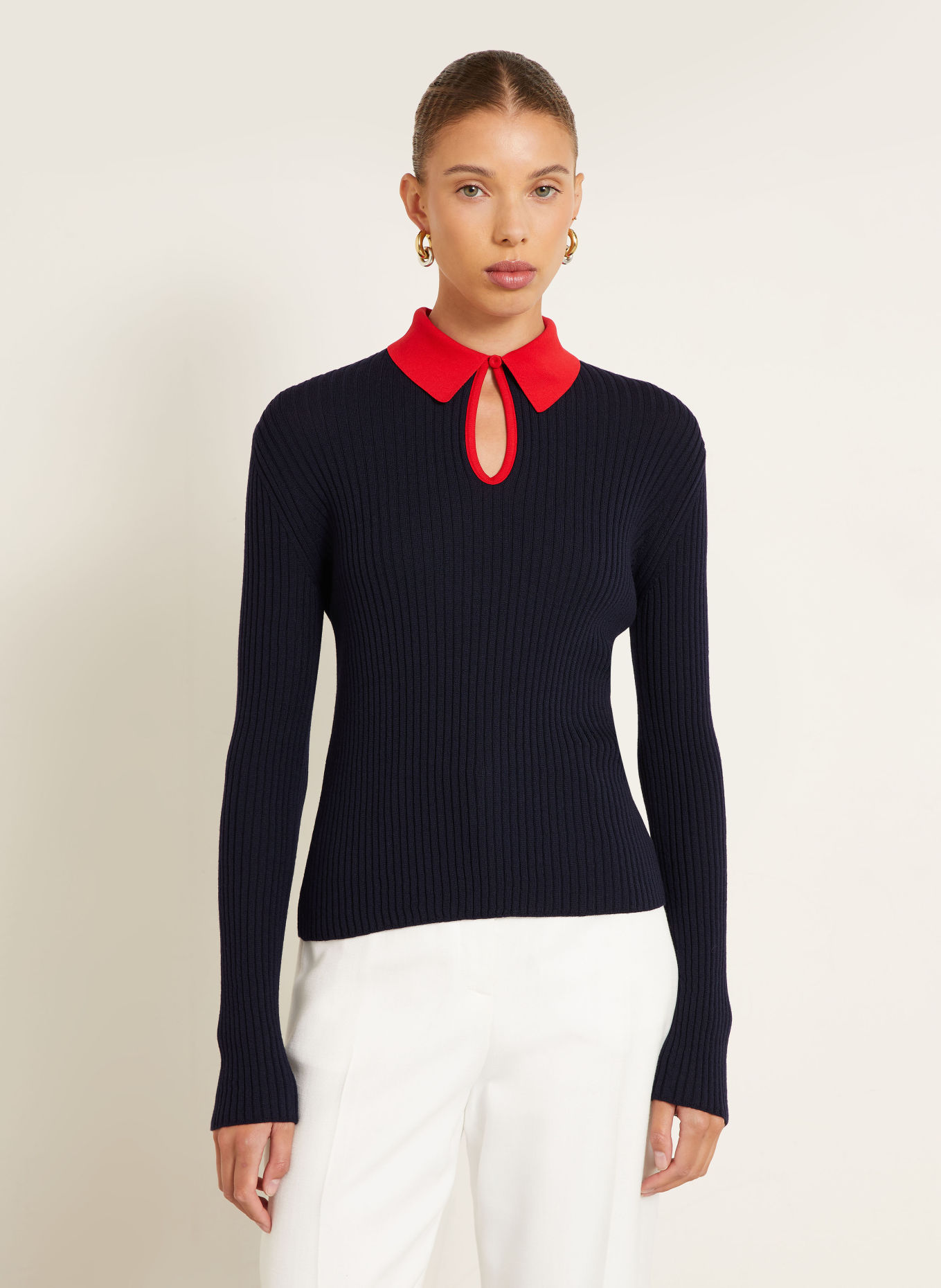JIL SANDER Koszulka polo z dzianiny: GRANATOWY / CZERWONY