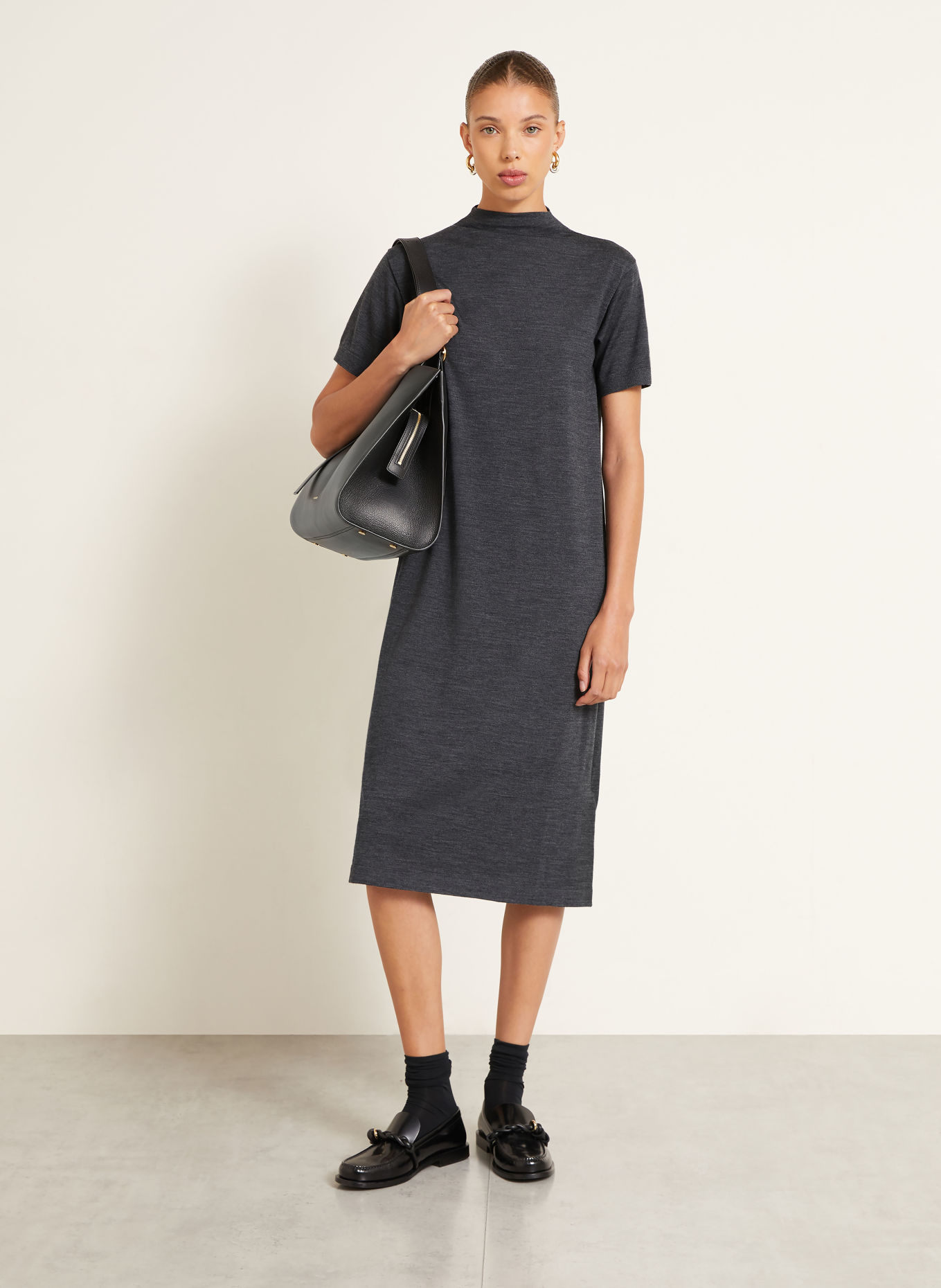 JIL SANDER Pletené šaty: TMAVĚ ŠEDÁ