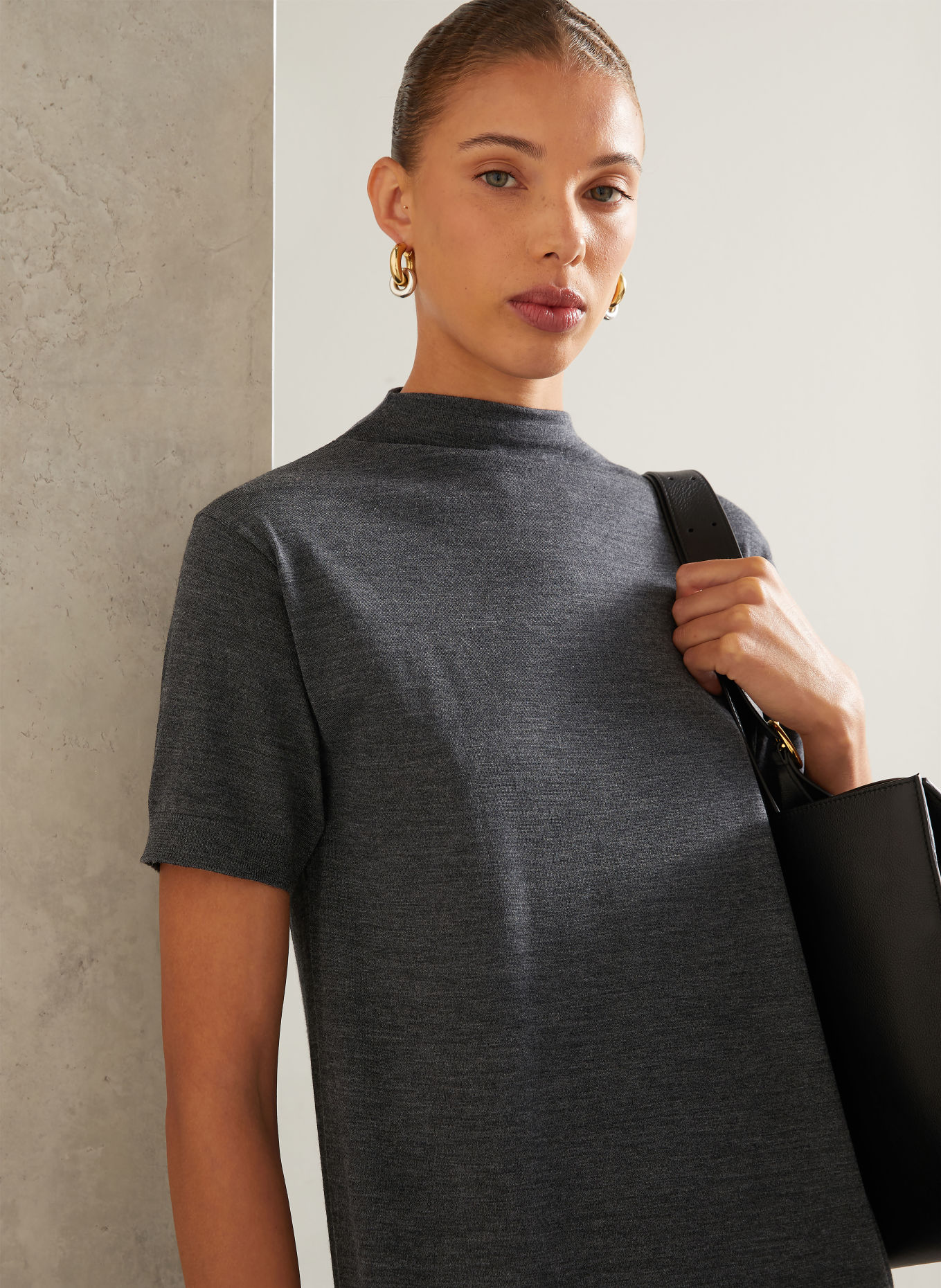 JIL SANDER Pletené šaty: TMAVĚ ŠEDÁ