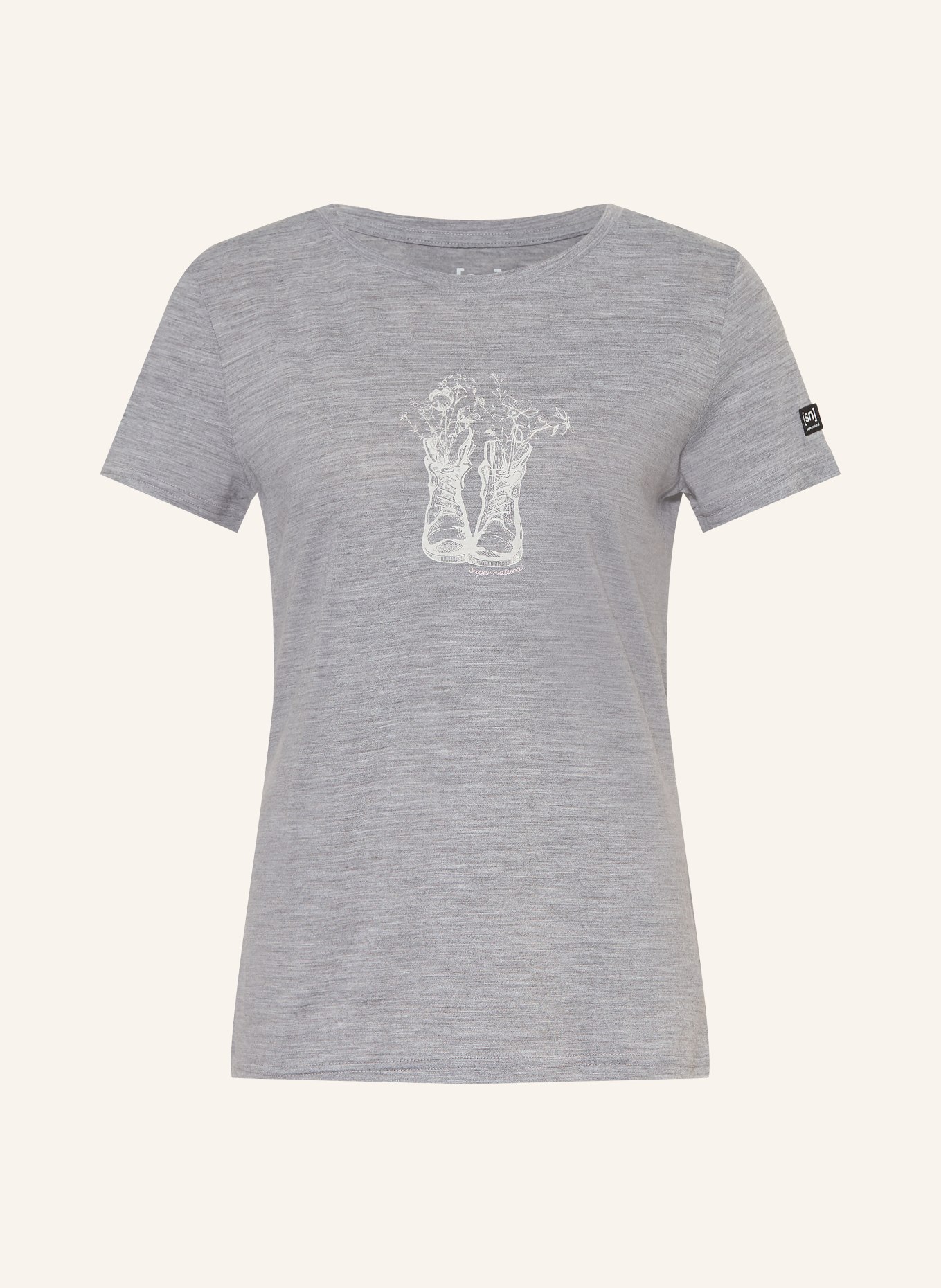 super.natural FLOWER BOOTS T-shirt: GRAY