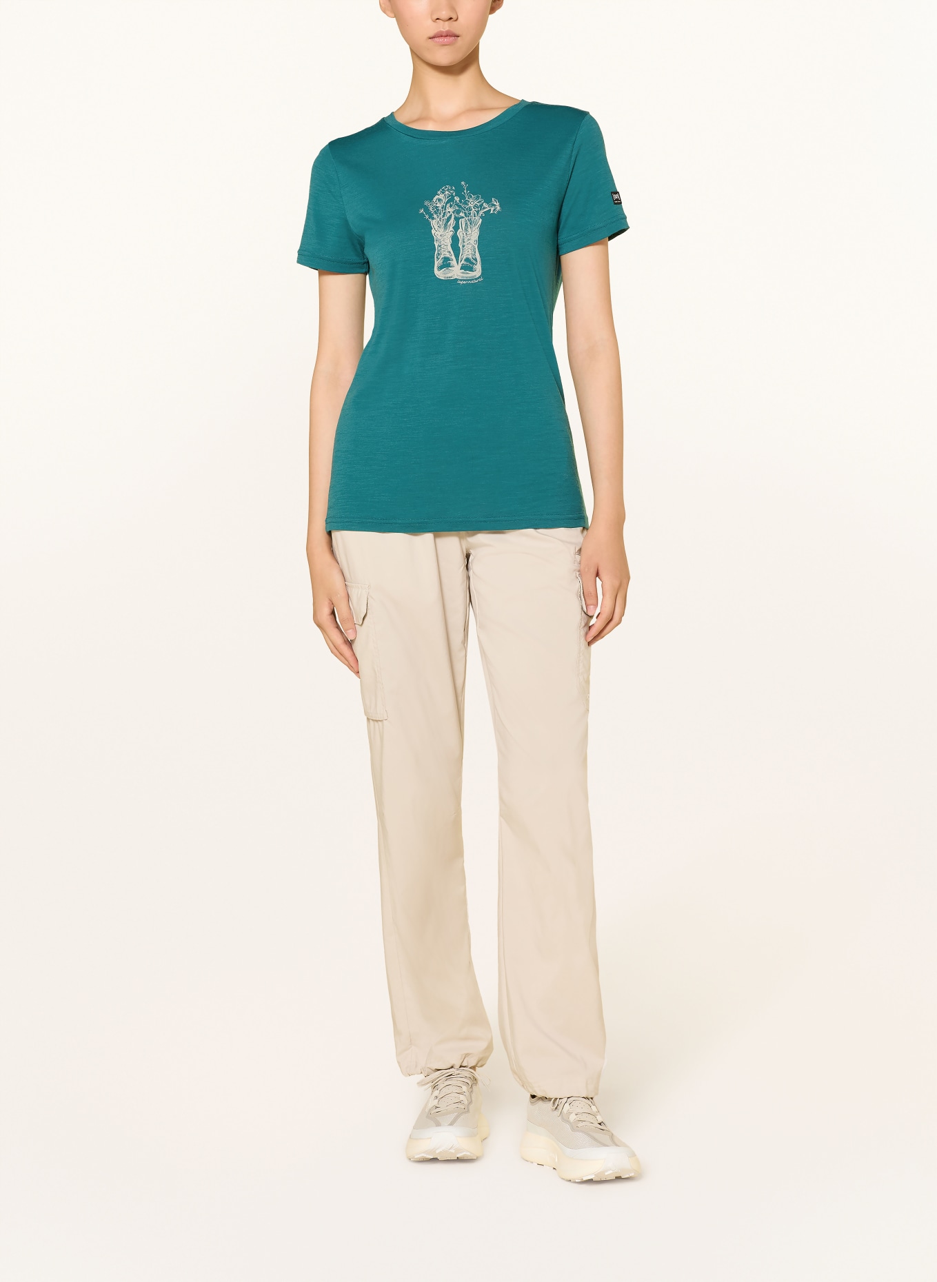 super.natural FLOWER BOOTS T-shirt: TEAL