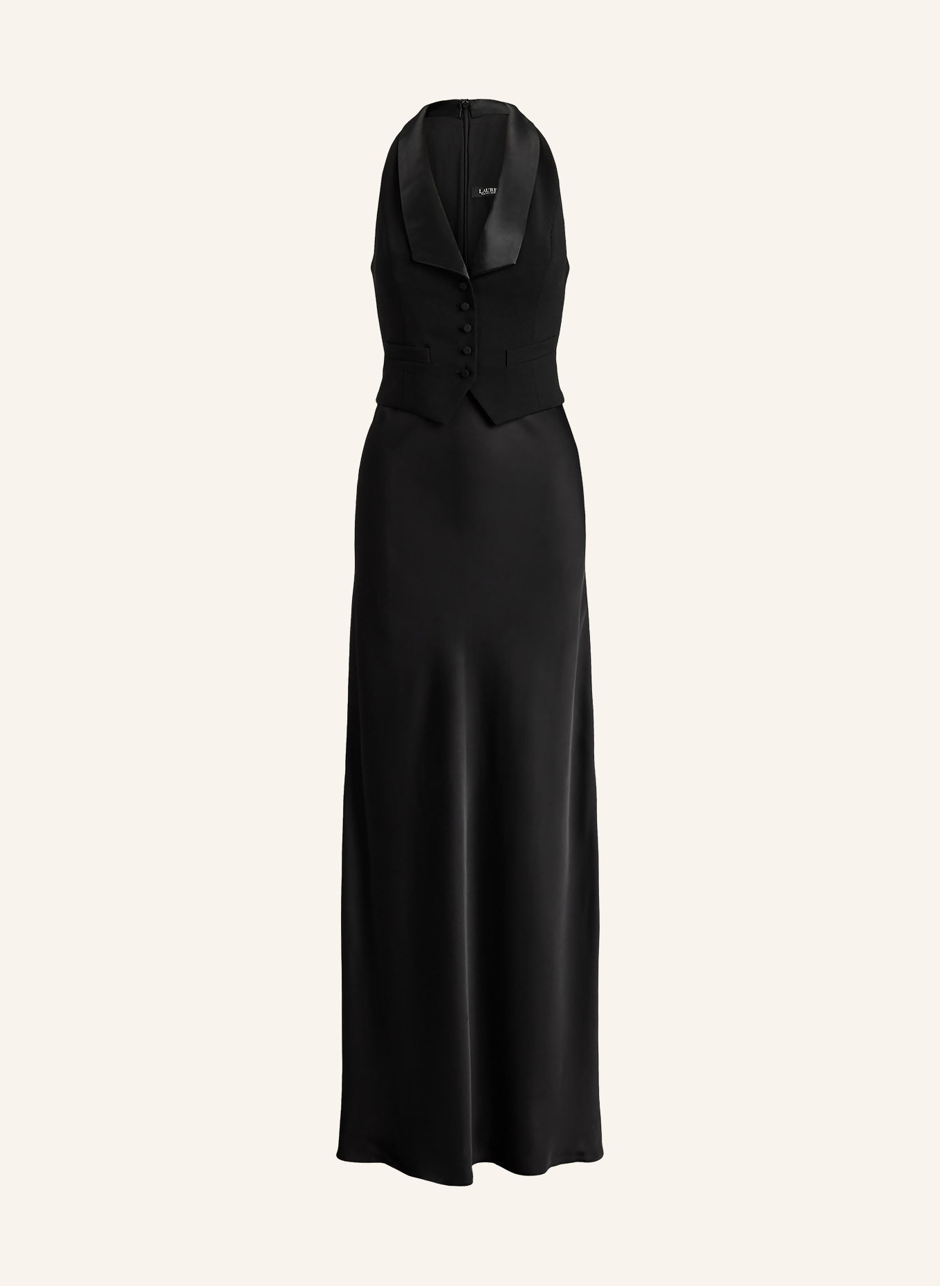 LAUREN RALPH LAUREN Abendkleid im Materialmix: SCHWARZ