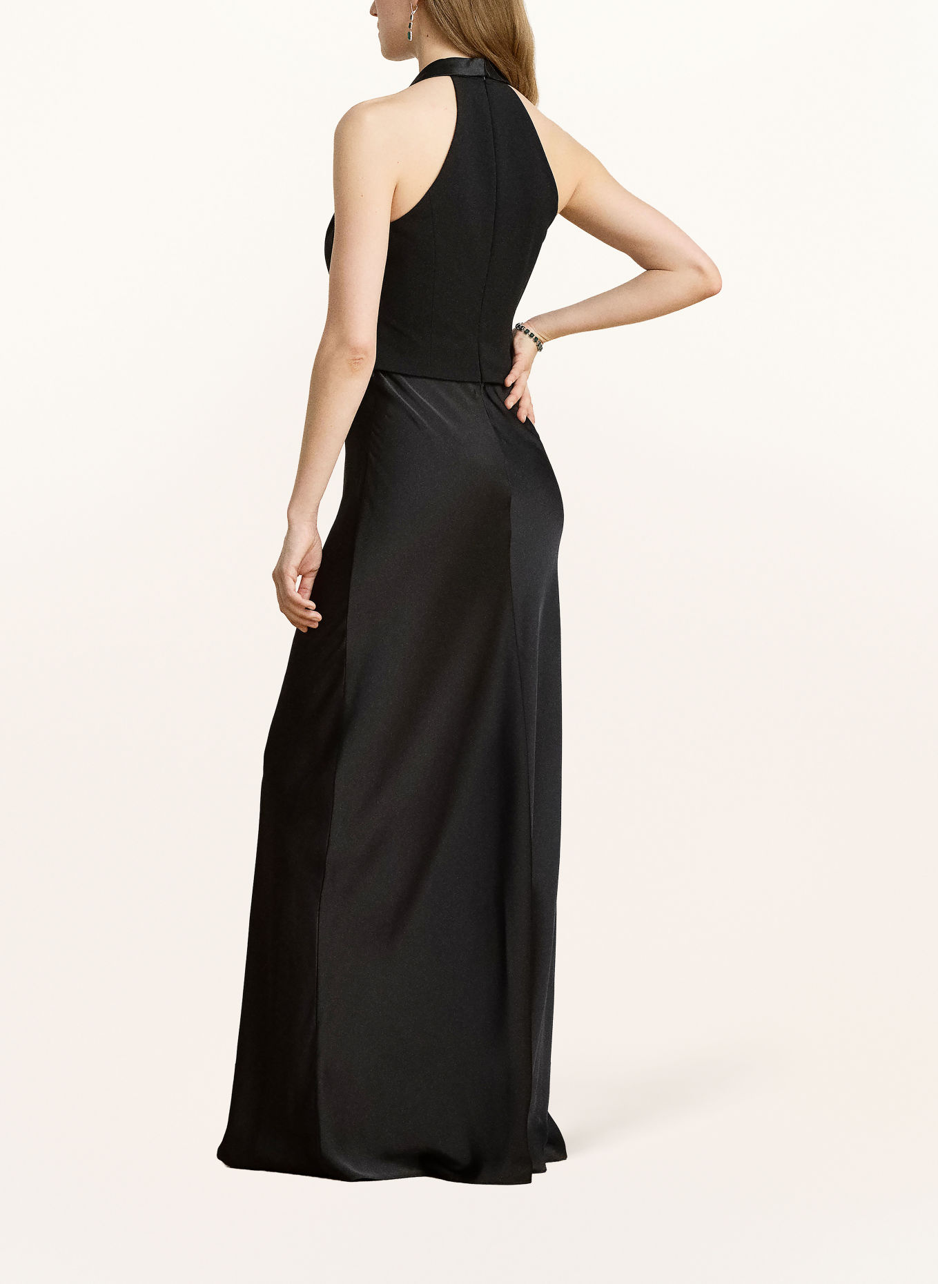 LAUREN RALPH LAUREN Abendkleid im Materialmix: SCHWARZ