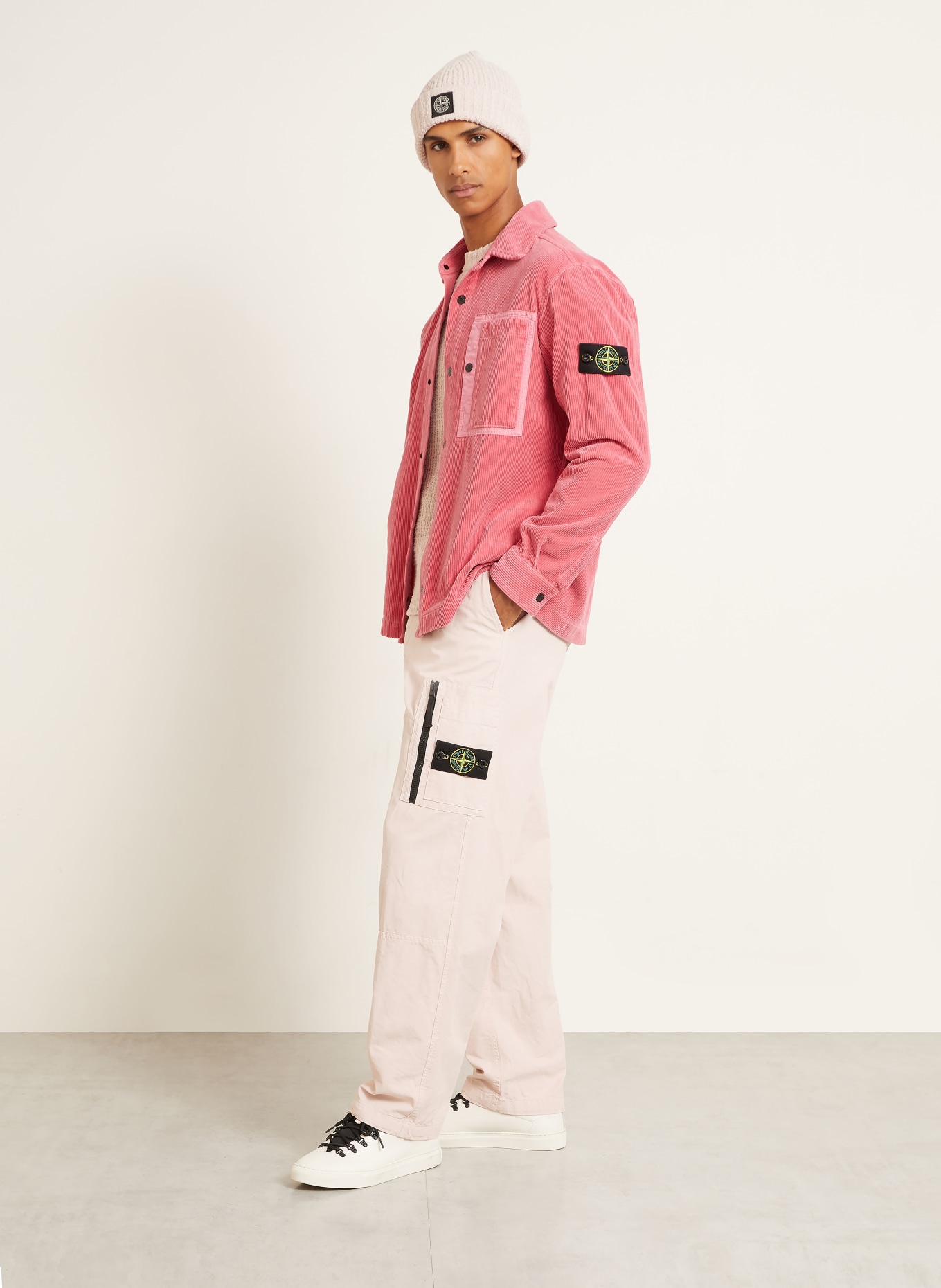 STONE ISLAND Loose-Fit Cargo Trousers: ROSE