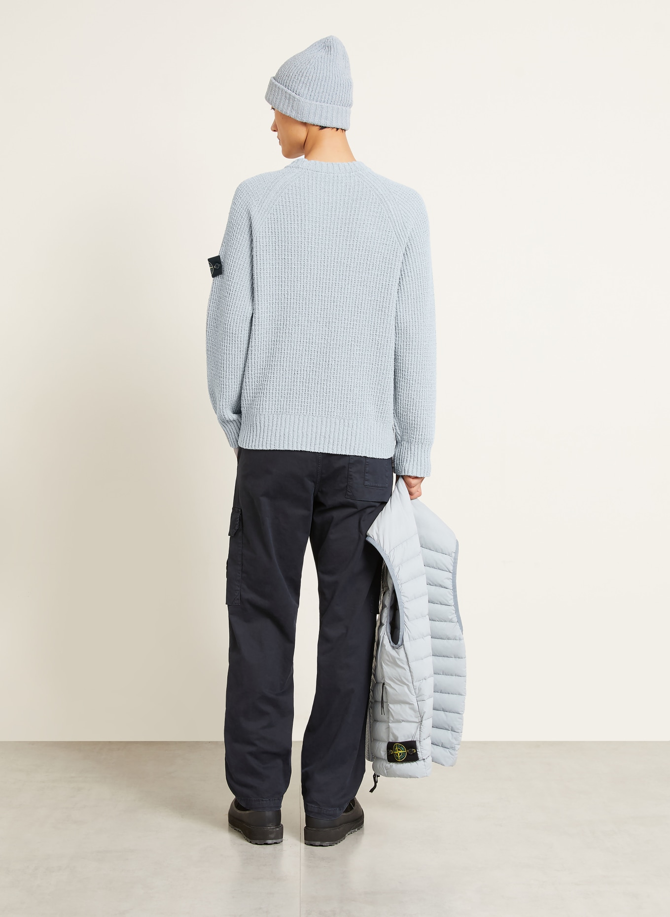 STONE ISLAND Bouclé-tröja: BLÅGRÅ