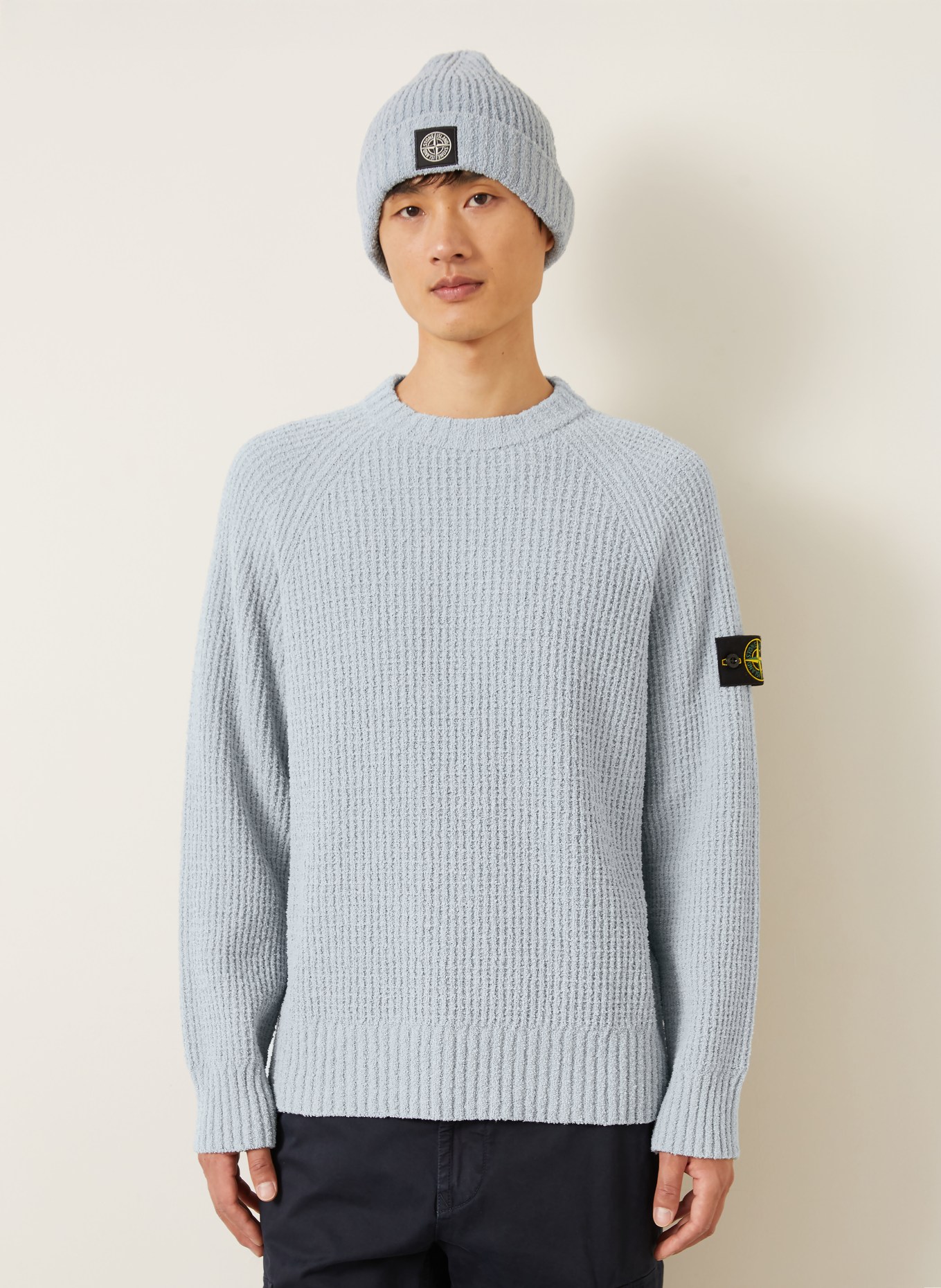 STONE ISLAND Bouclé-tröja: BLÅGRÅ