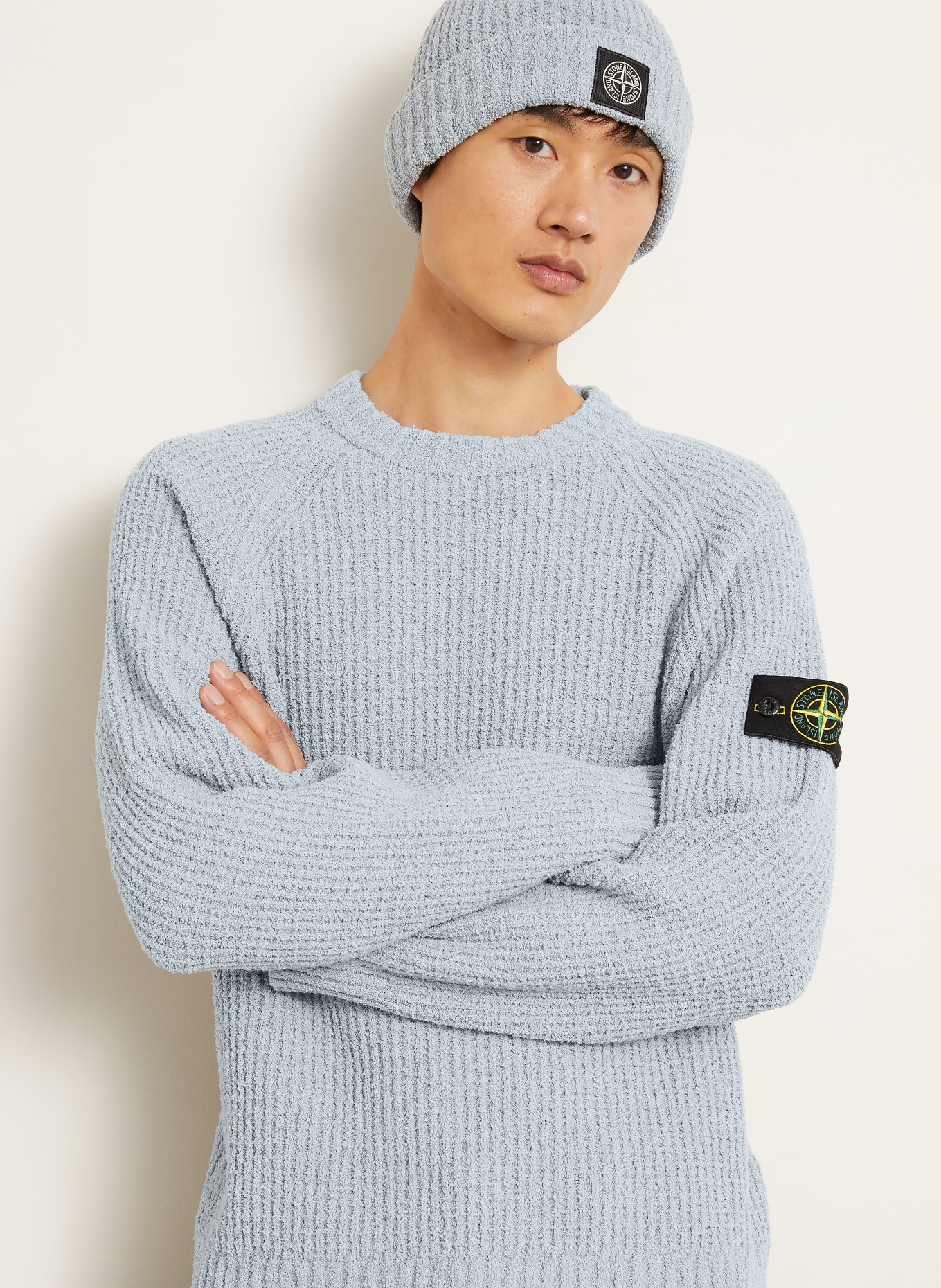 STONE ISLAND Bouclé-tröja: BLÅGRÅ