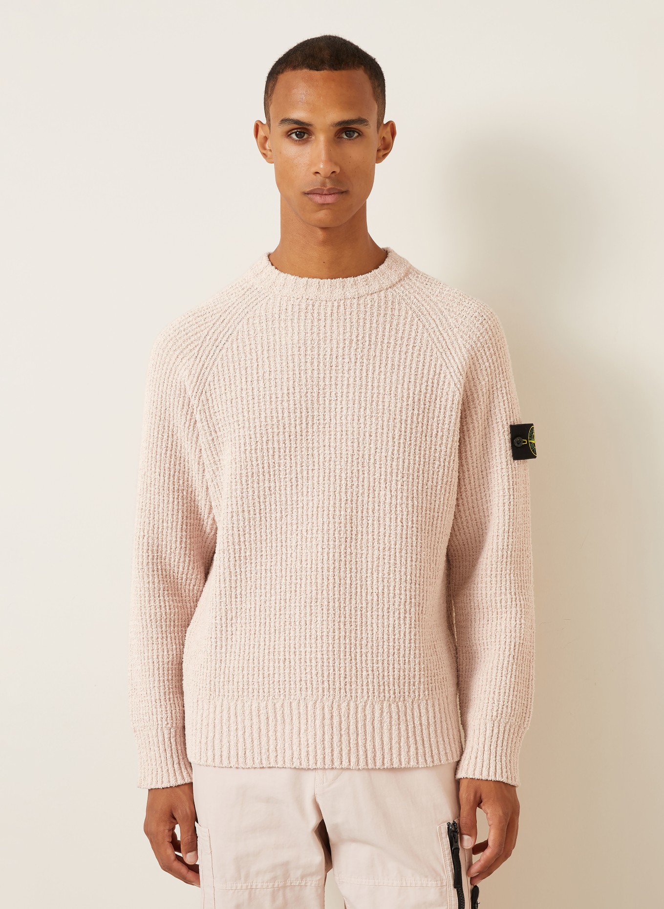 STONE ISLAND Bouclé-Pullover: ROSÉ