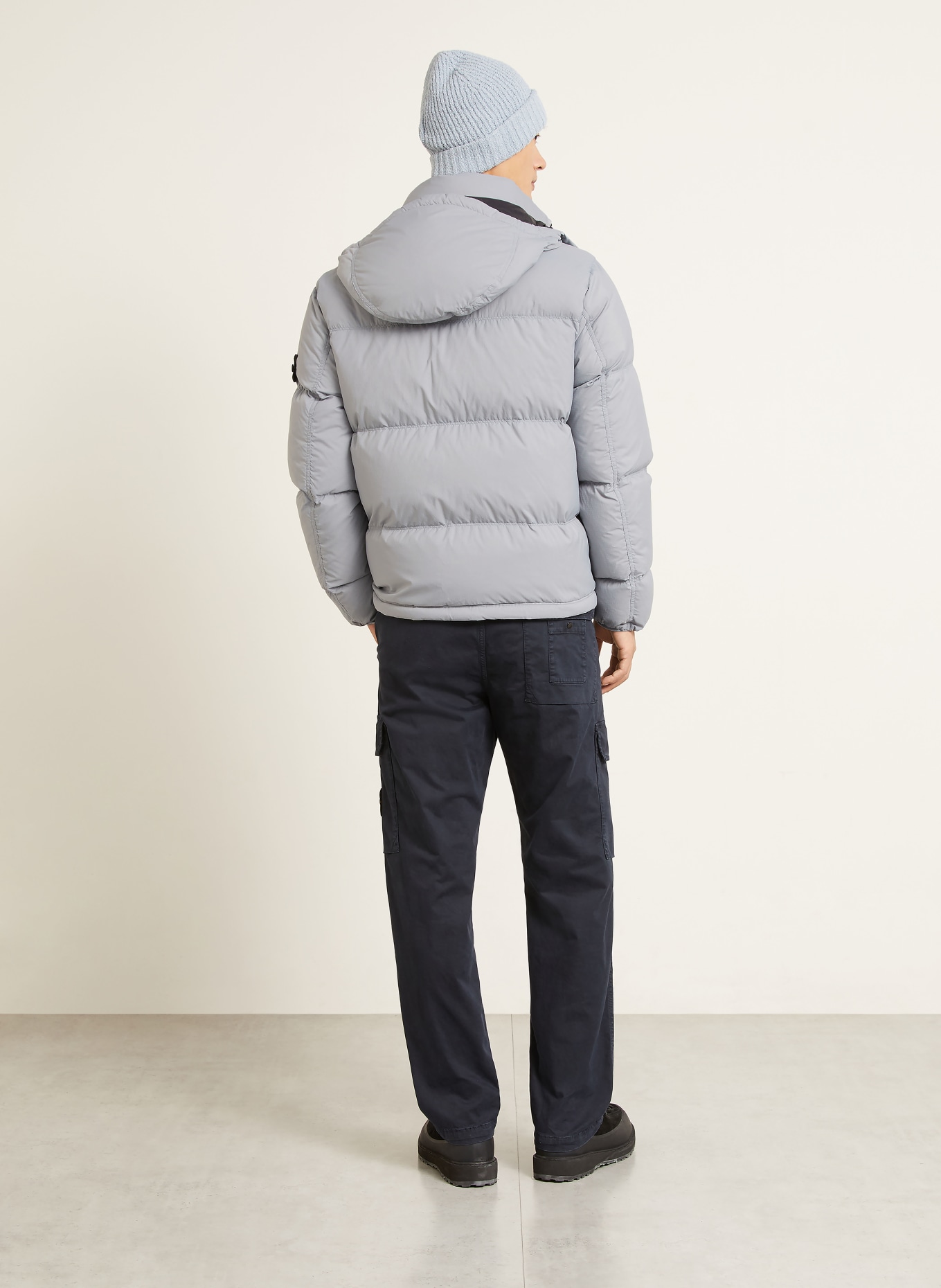 STONE ISLAND Down jacket with removable hood: BLUE GRAY