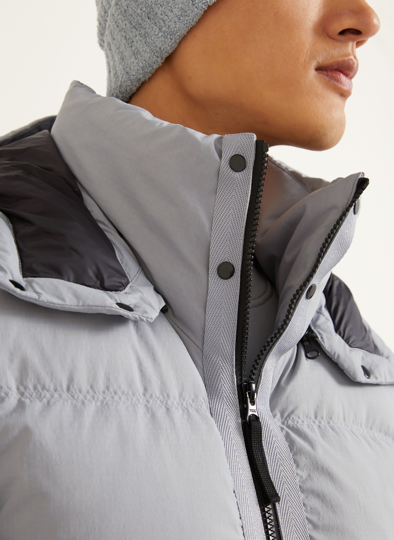 STONE ISLAND Down jacket with removable hood: BLUE GRAY